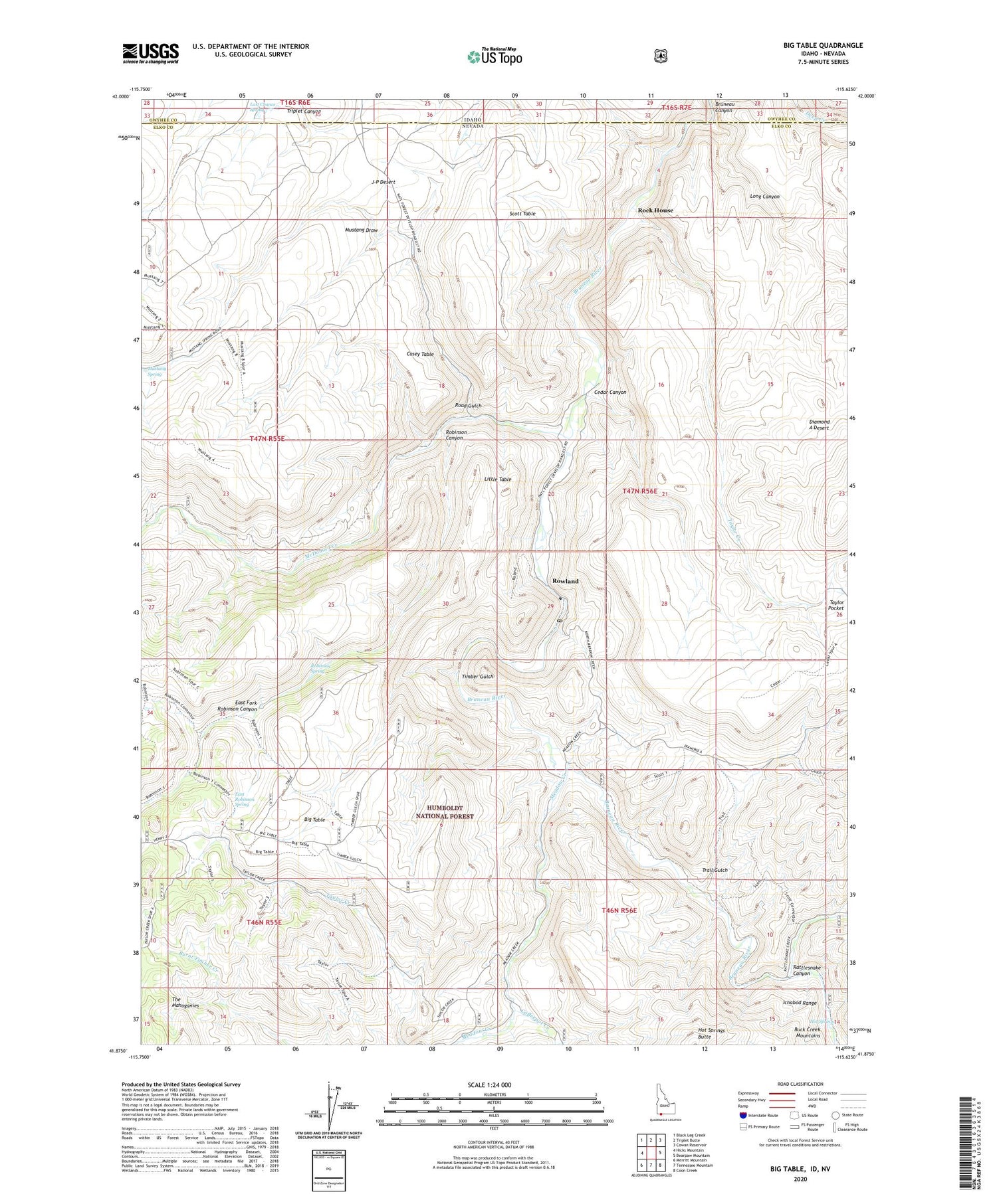 Big Table Idaho US Topo Map Image