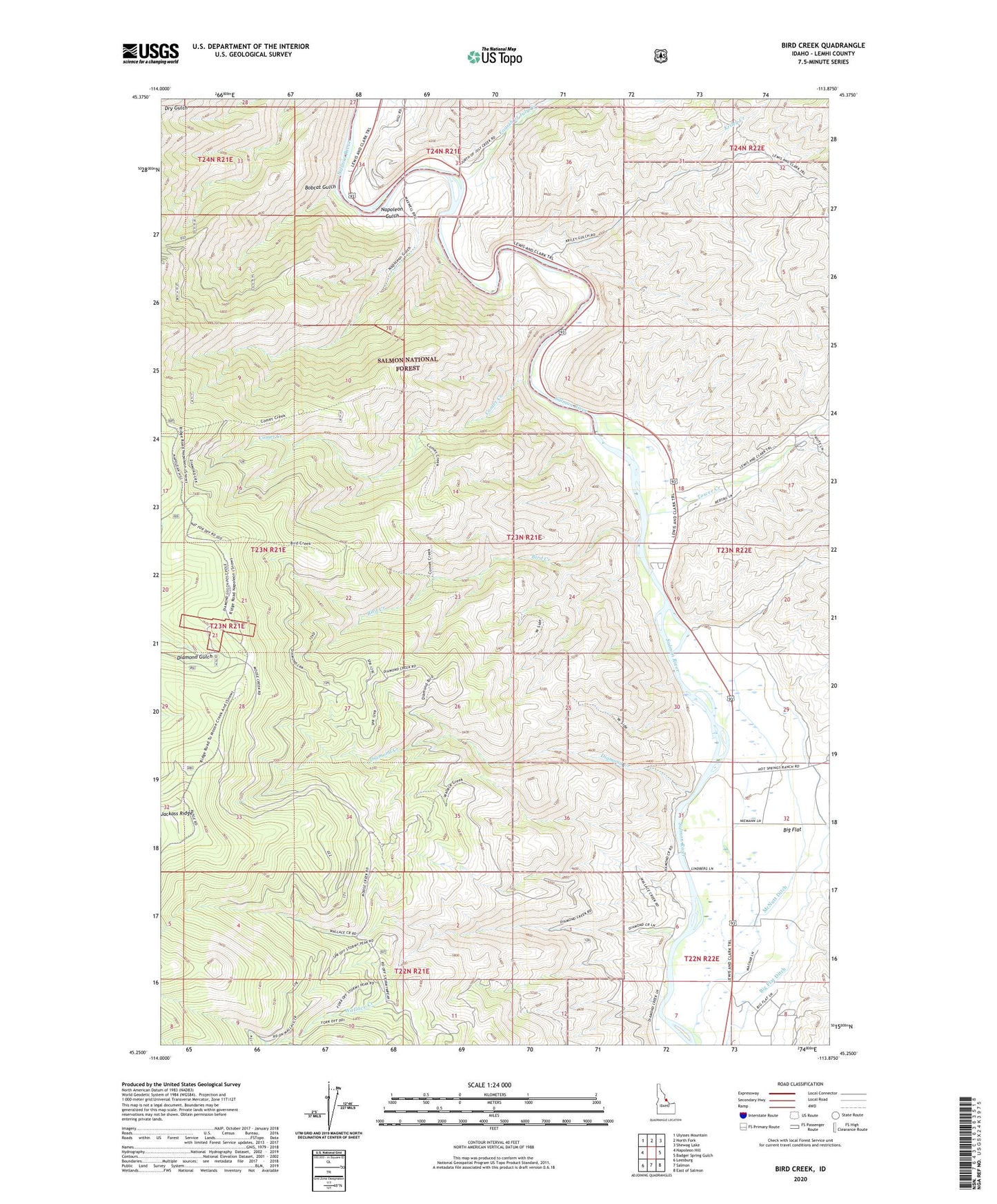 Bird Creek Idaho US Topo Map Image