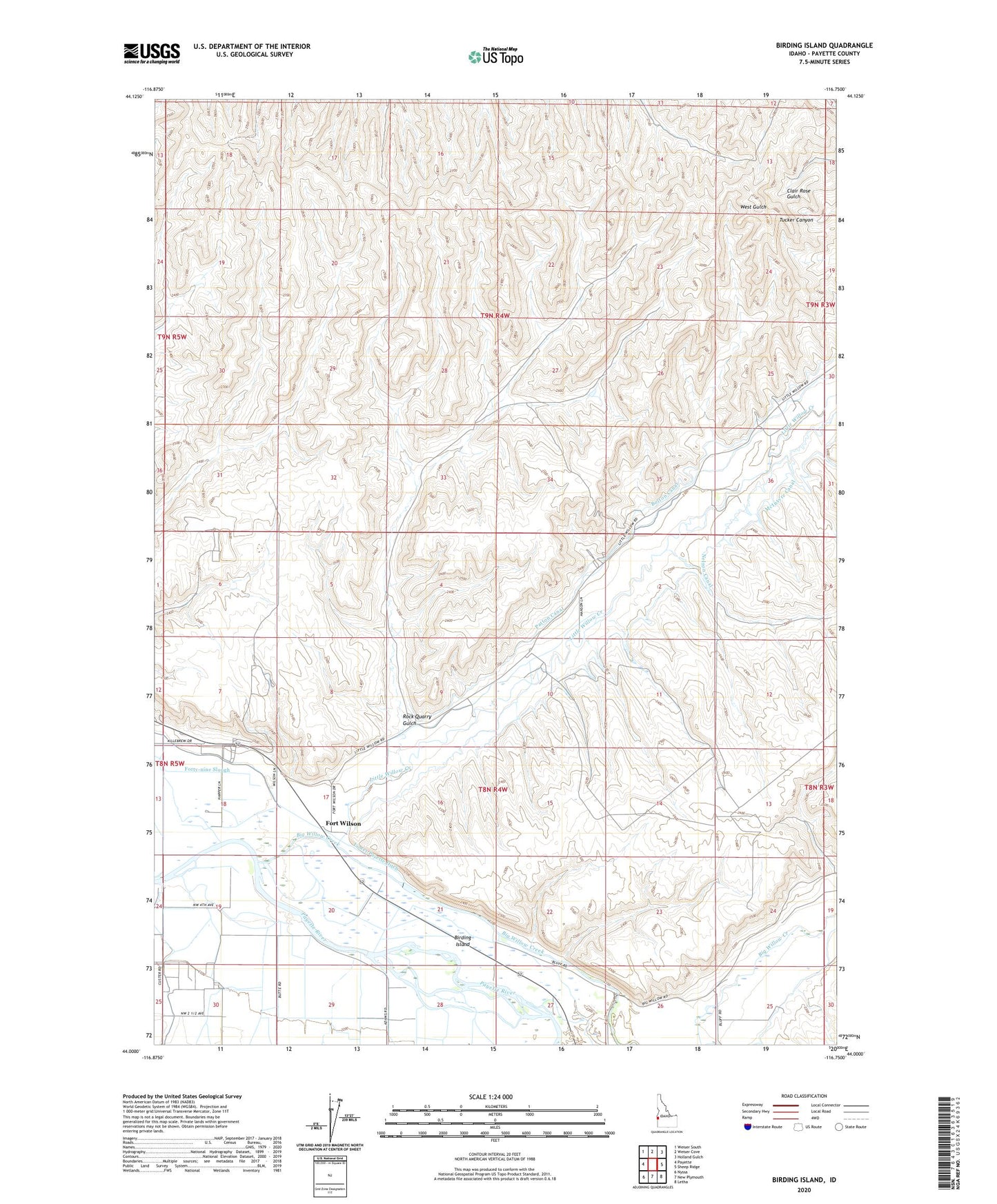 Birding Island Idaho US Topo Map Image