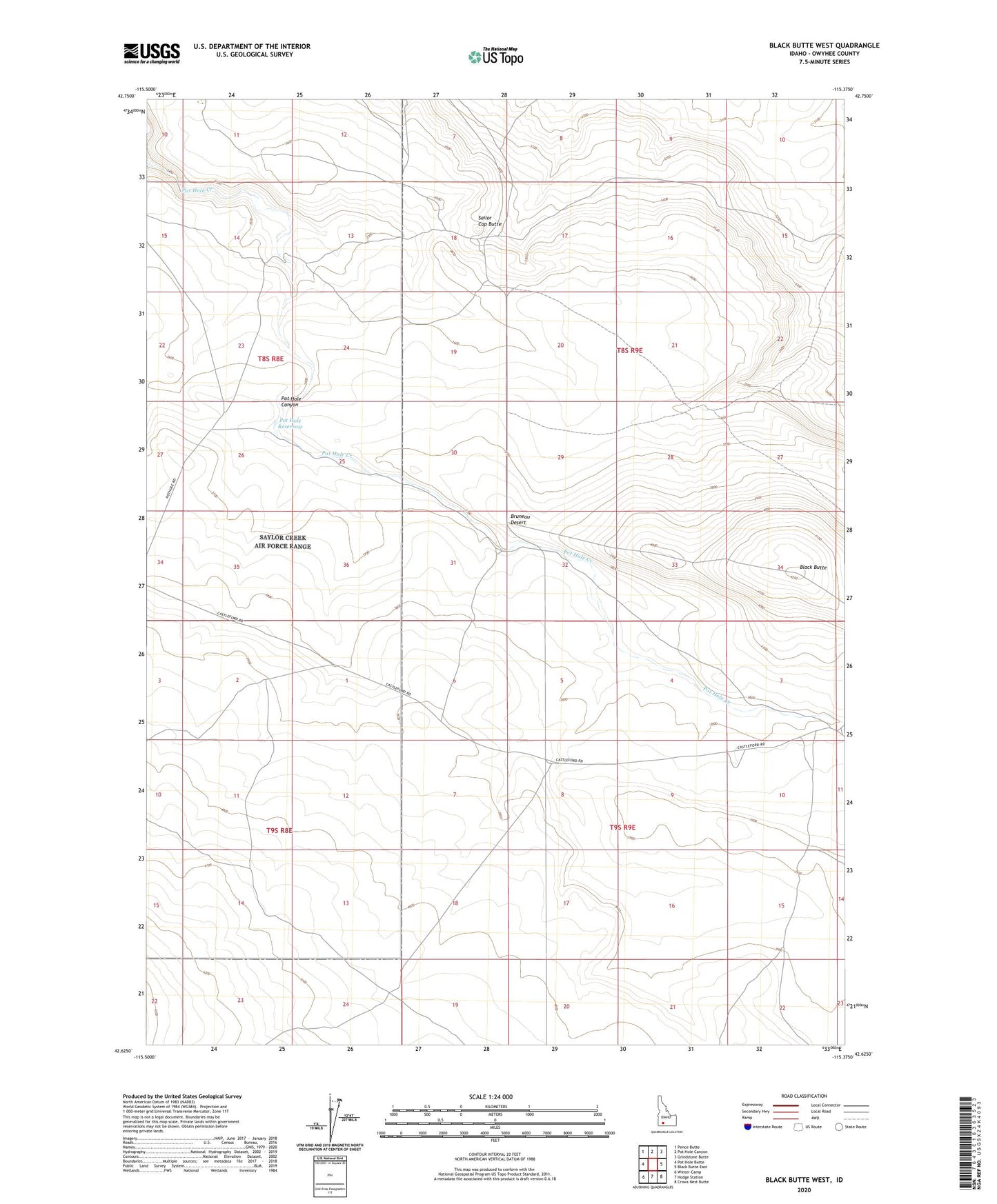 Black Butte West Idaho US Topo Map Image