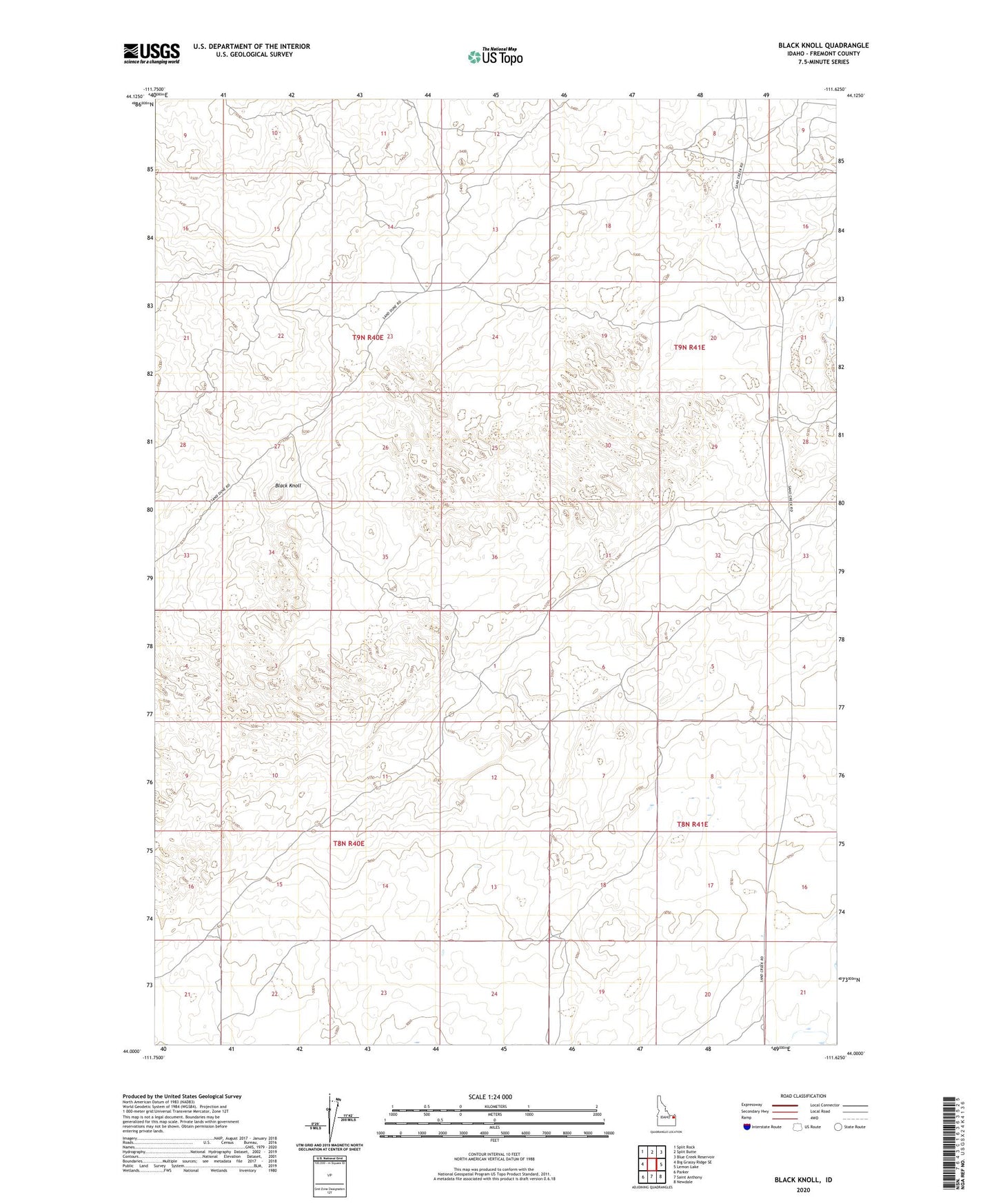 Black Knoll Idaho US Topo Map Image