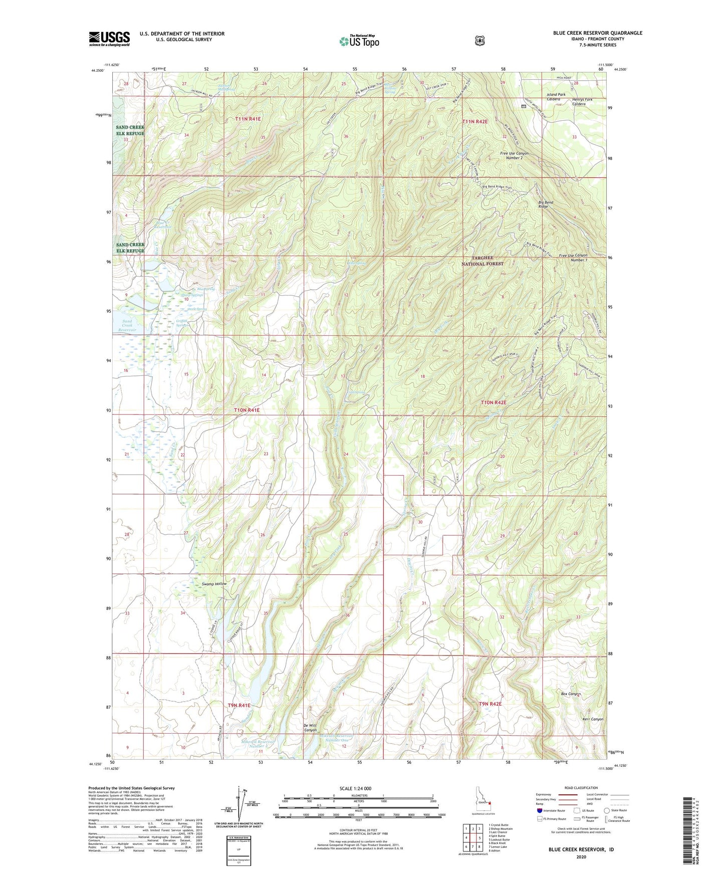 Blue Creek Reservoir Idaho US Topo Map Image