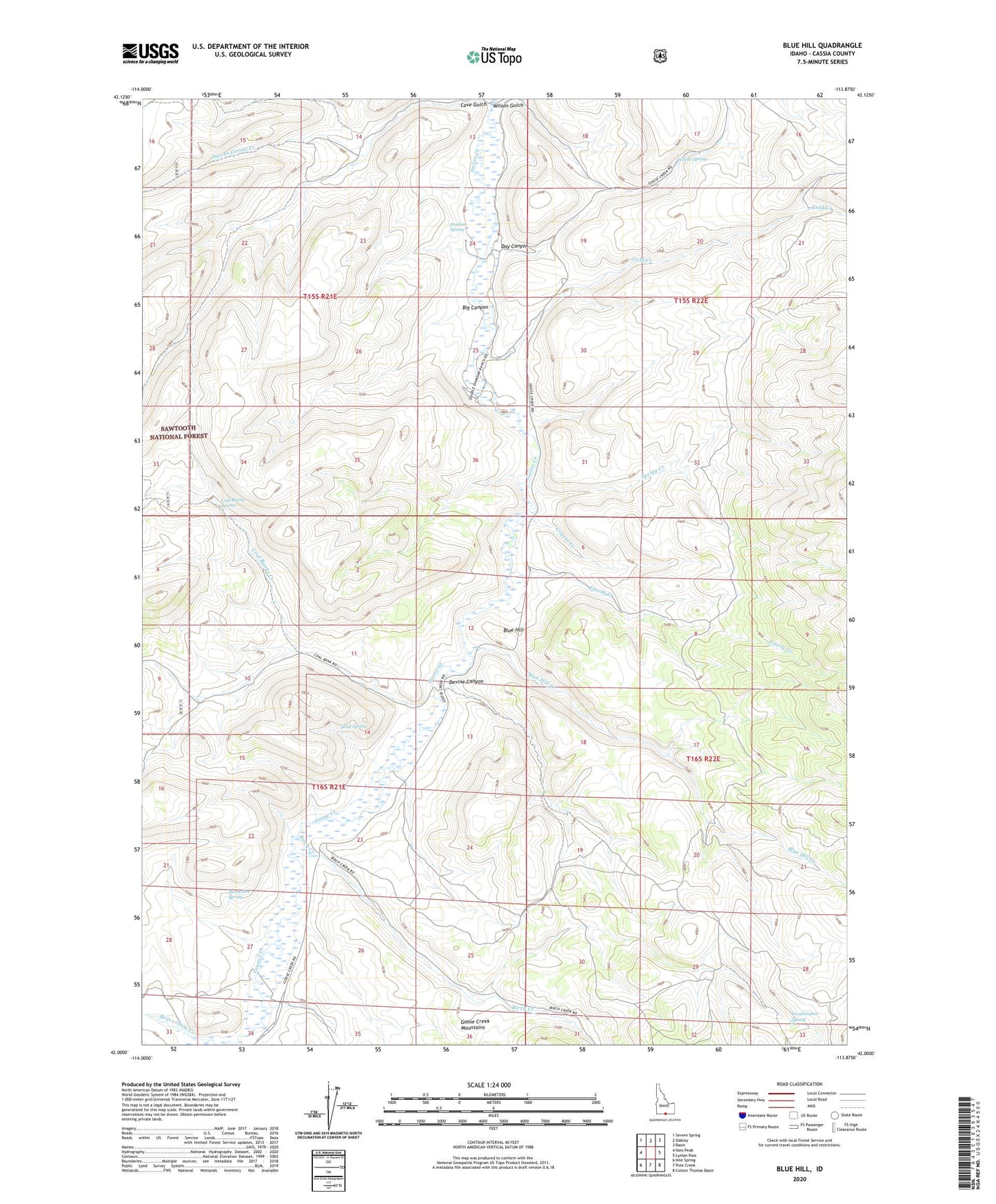 Blue Hill Idaho US Topo Map Image