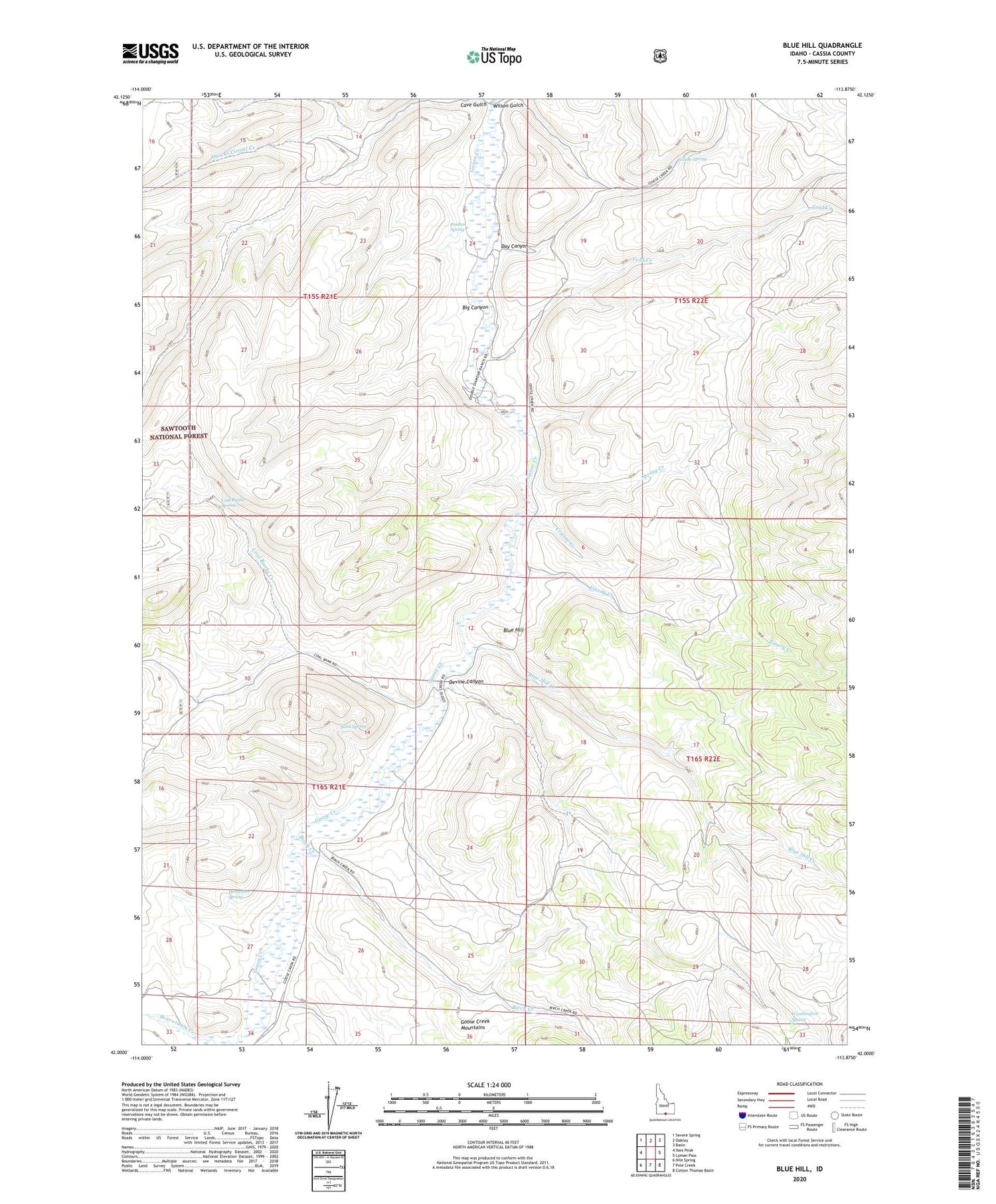 Blue Hill Idaho US Topo Map Image