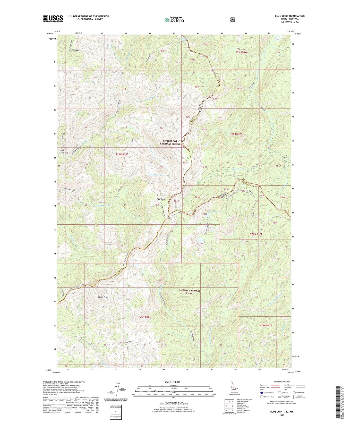 Blue Joint Idaho US Topo Map Image