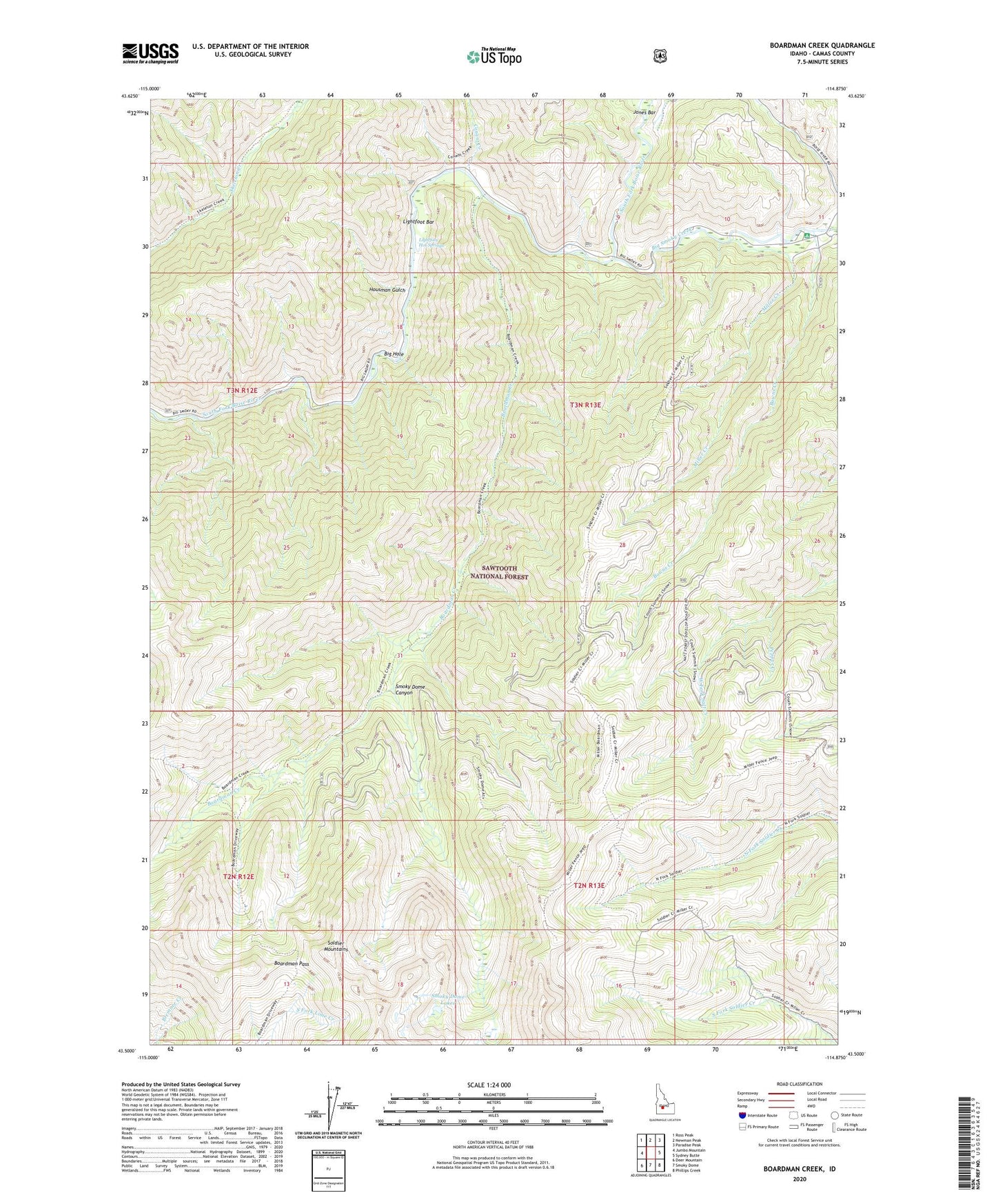 Boardman Creek Idaho US Topo Map Image
