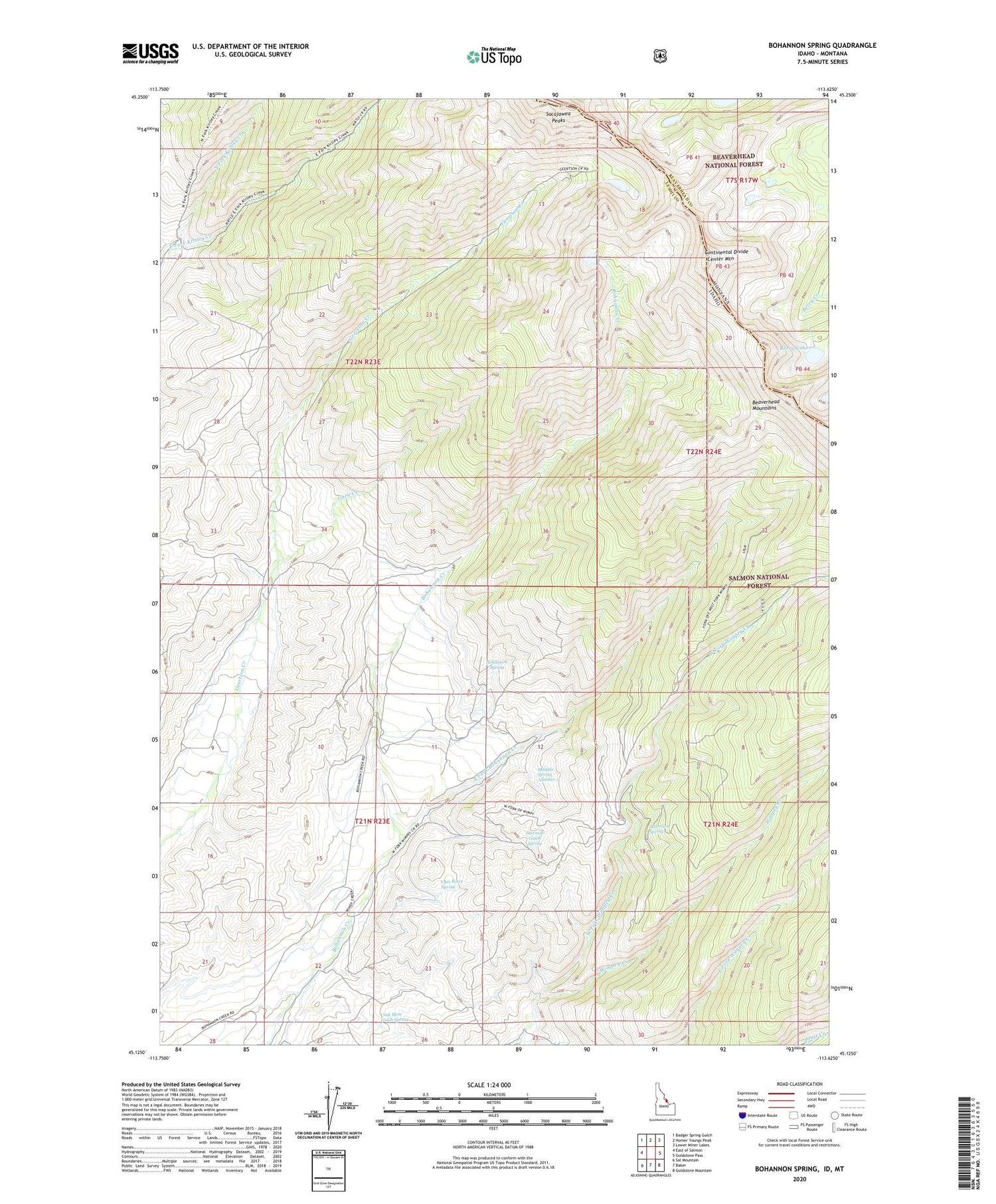 Bohannon Spring Idaho US Topo Map Image