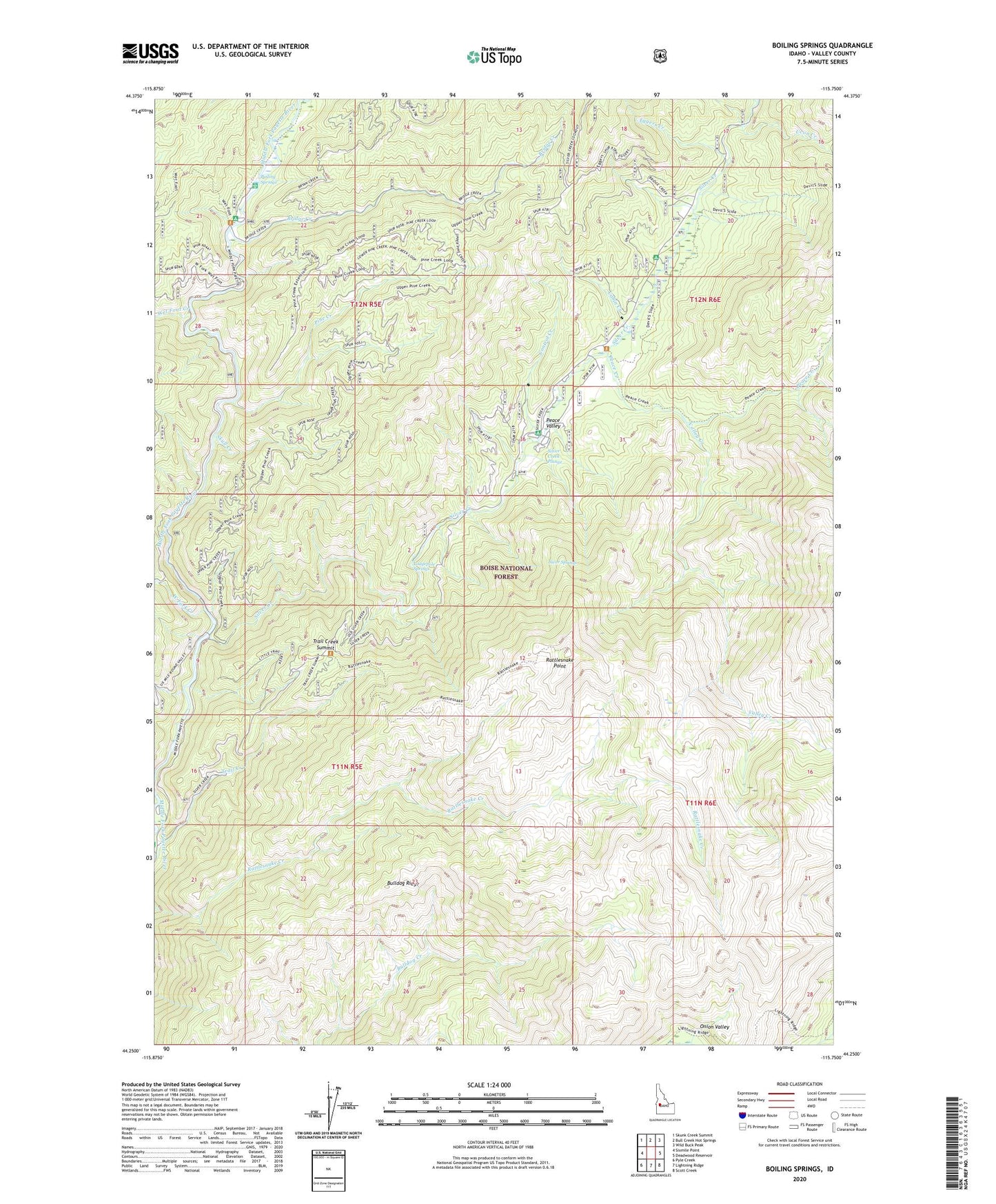 Boiling Springs Idaho US Topo Map Image