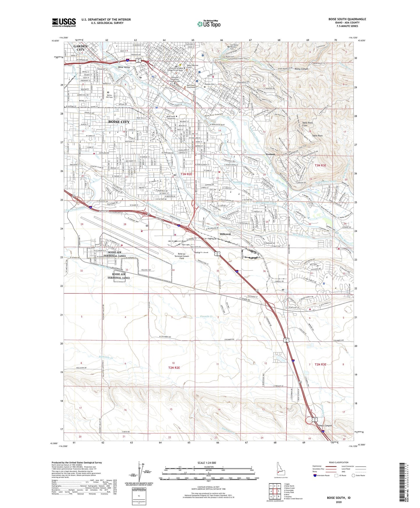 Boise South Idaho US Topo Map Image