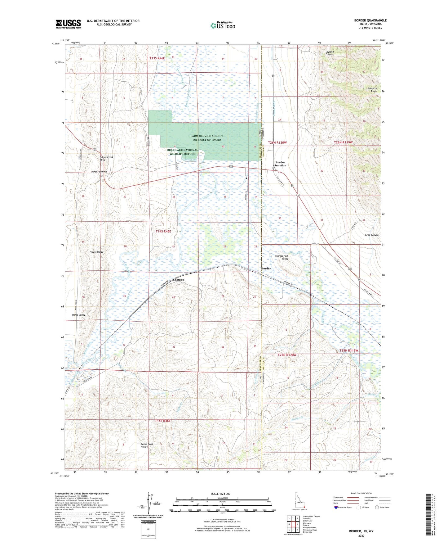 Border Idaho US Topo Map Image