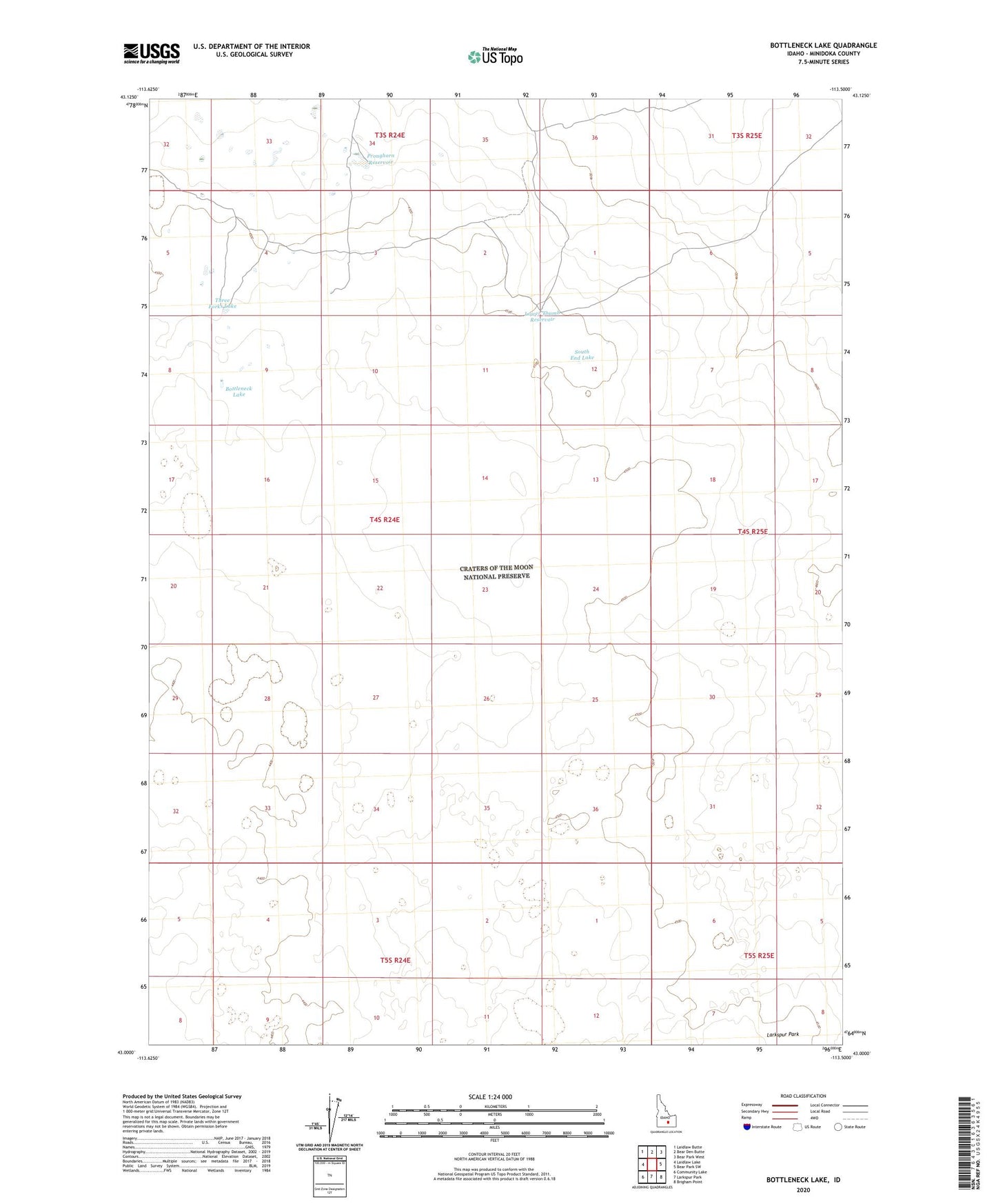 Bottleneck Lake Idaho US Topo Map Image