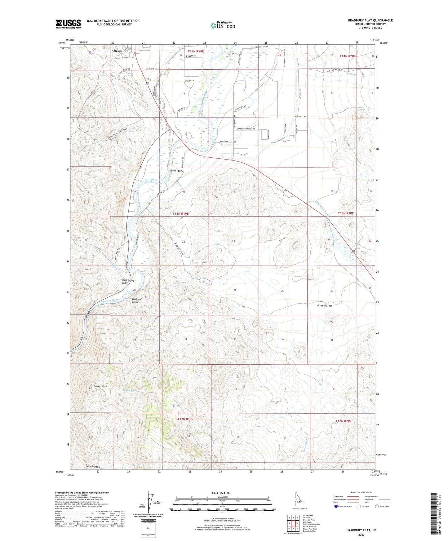 Bradbury Flat Idaho US Topo Map Image