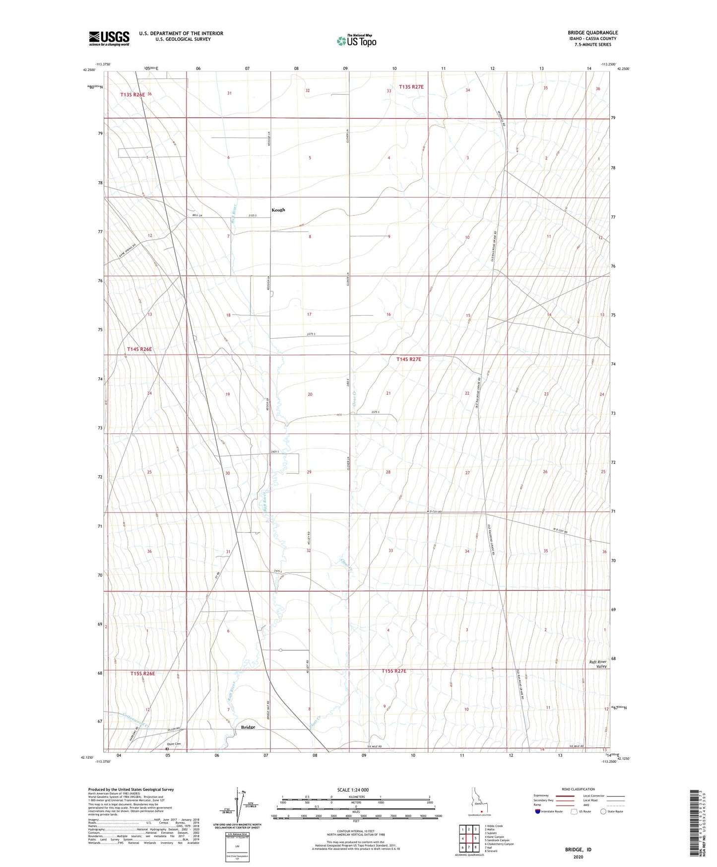 Bridge Idaho US Topo Map Image