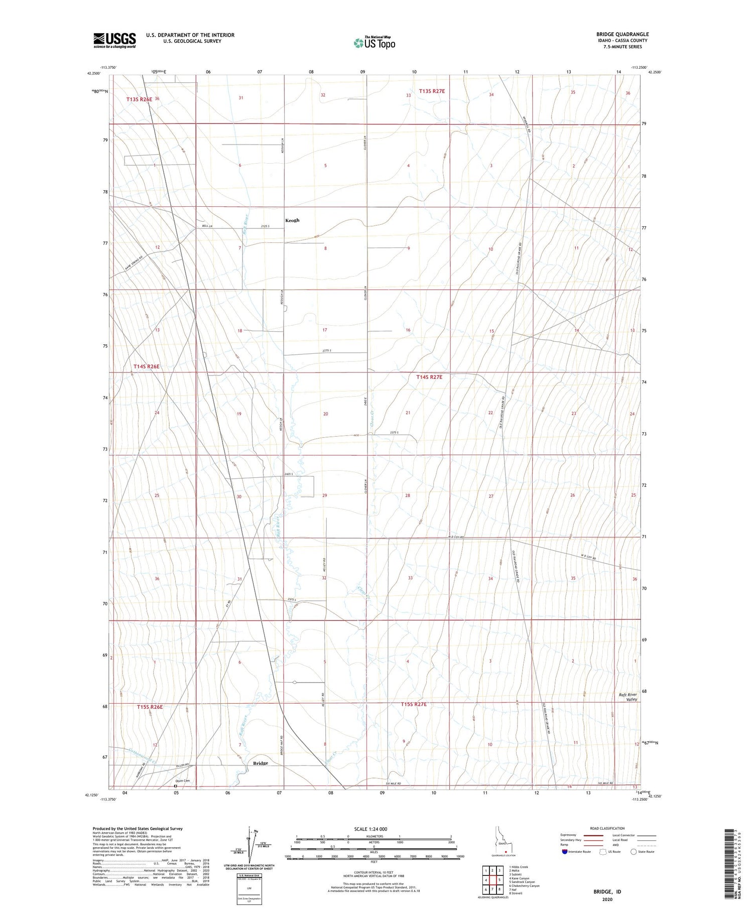 Bridge Idaho US Topo Map Image