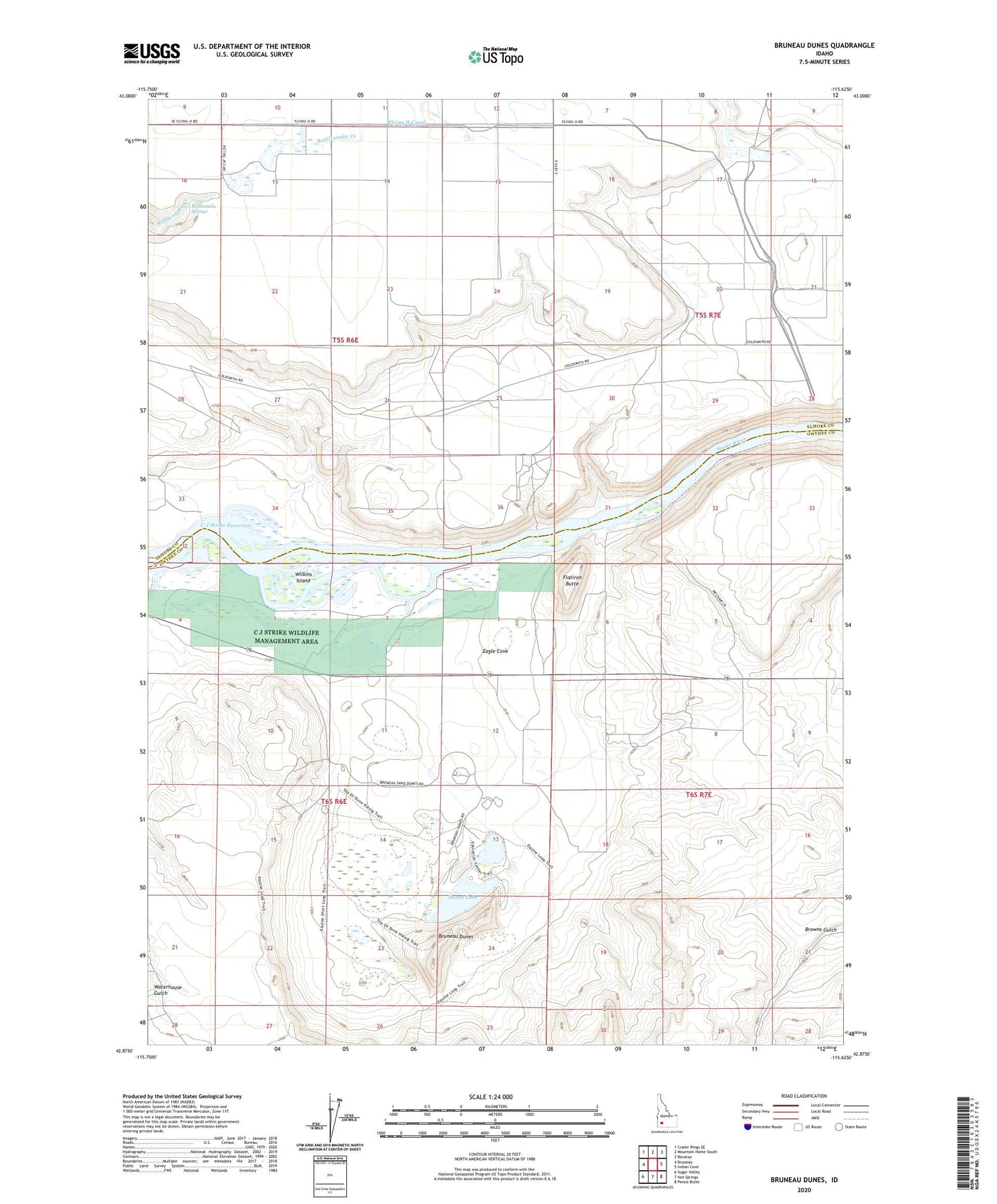 Bruneau Dunes Idaho US Topo Map Image