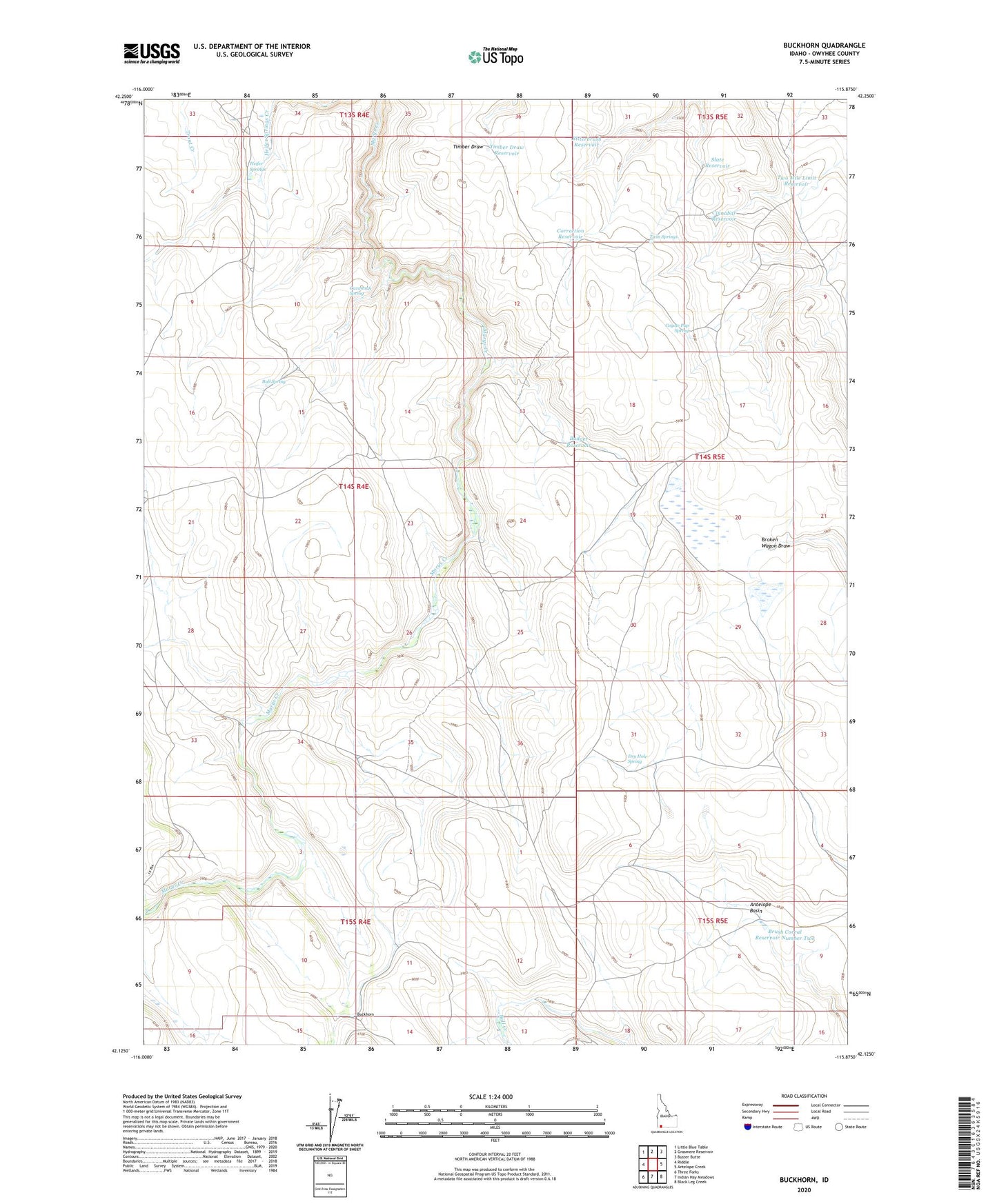 Buckhorn Idaho US Topo Map Image