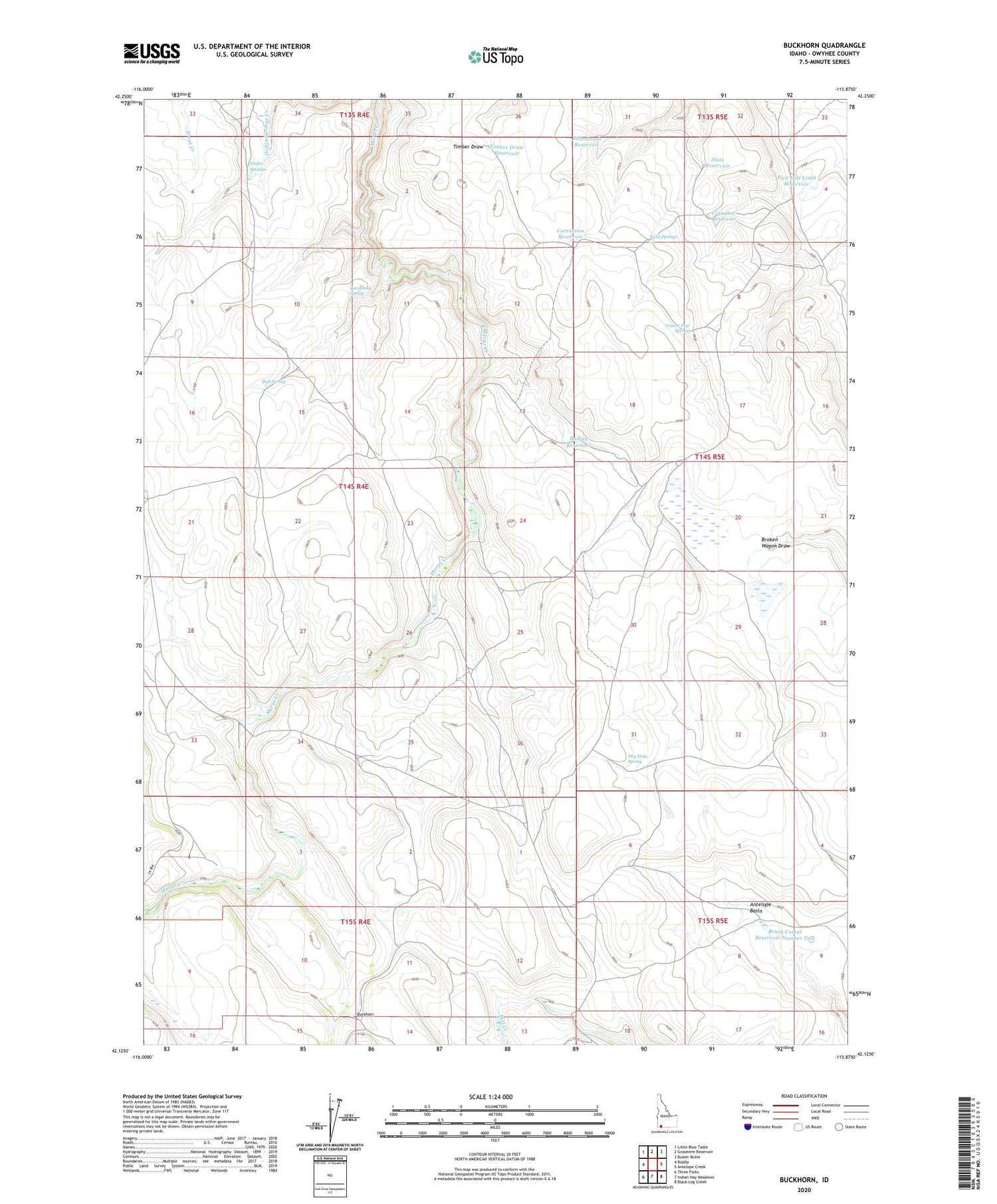 Buckhorn Idaho US Topo Map Image