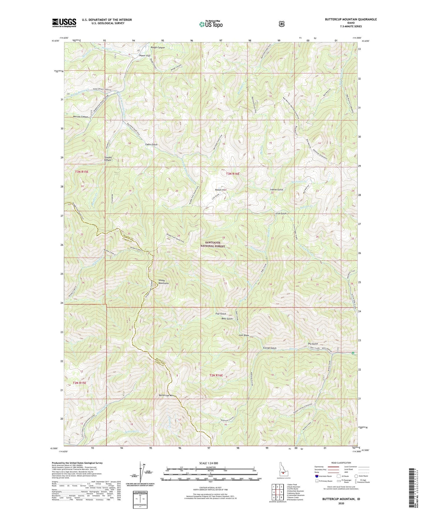 Buttercup Mountain Idaho US Topo Map Image