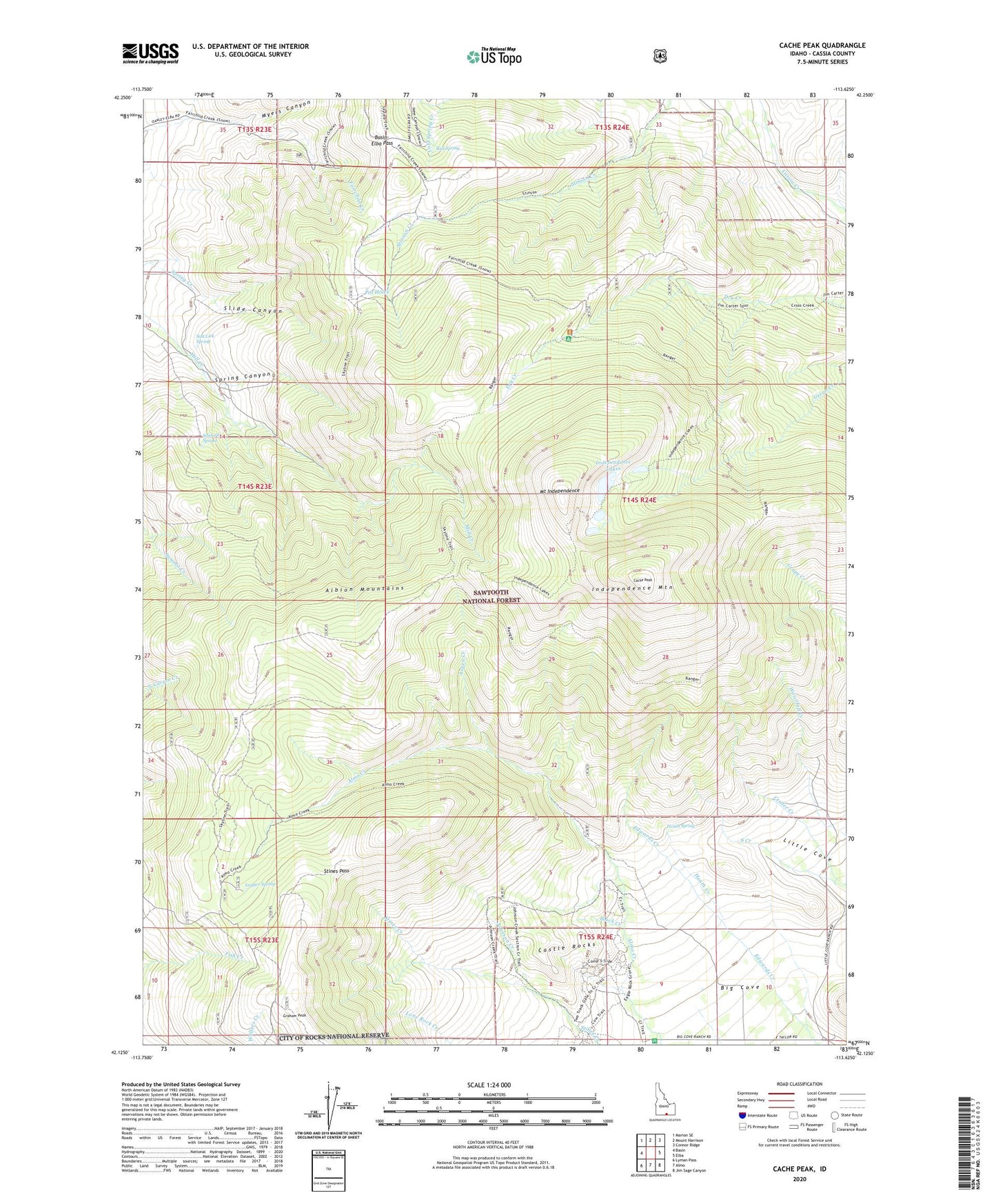 Cache Peak Idaho US Topo Map Image