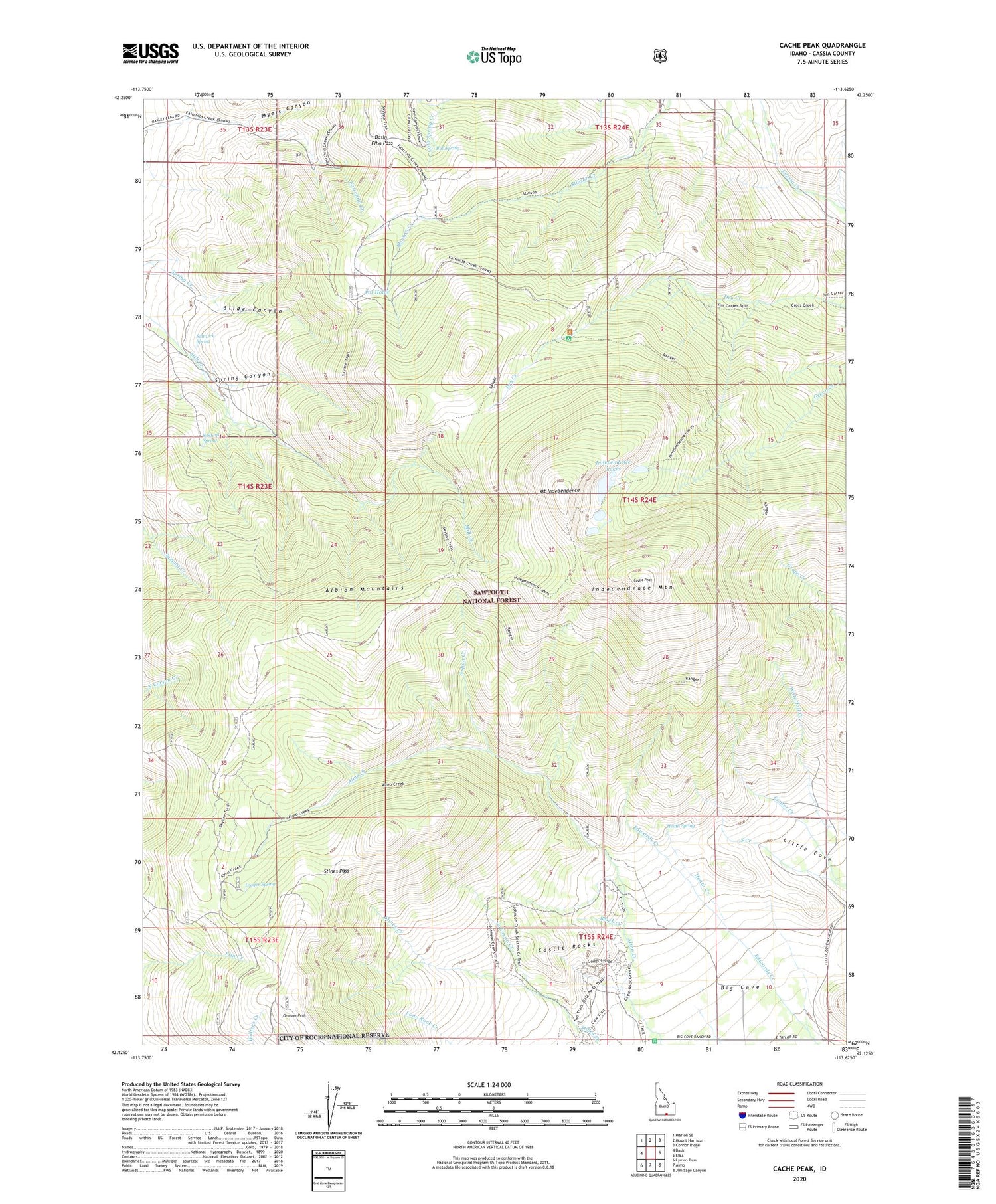 Cache Peak Idaho US Topo Map Image