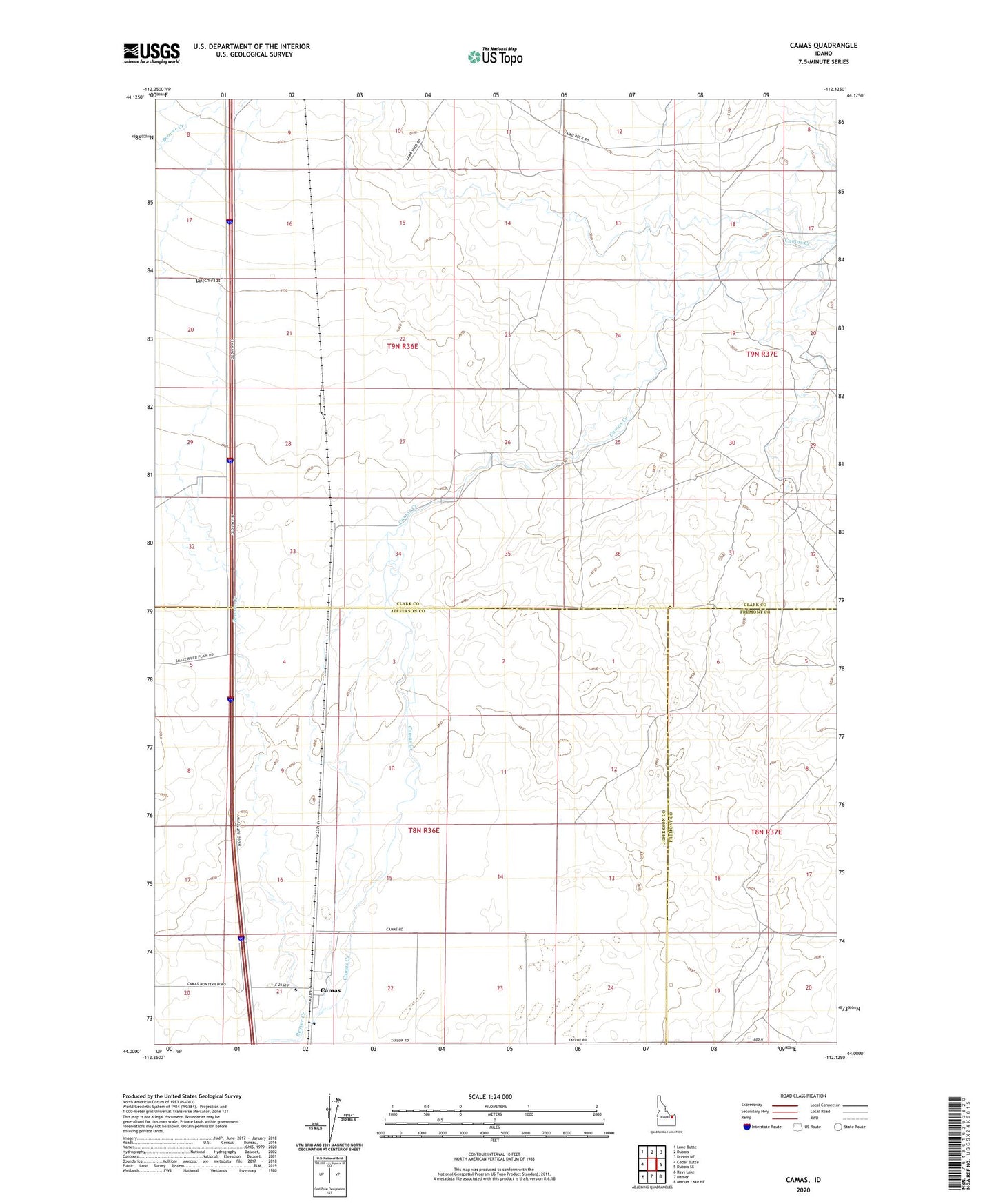 Camas Idaho US Topo Map Image