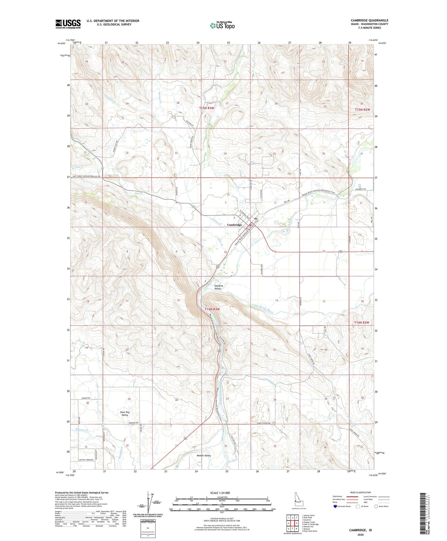 Cambridge Idaho US Topo Map Image