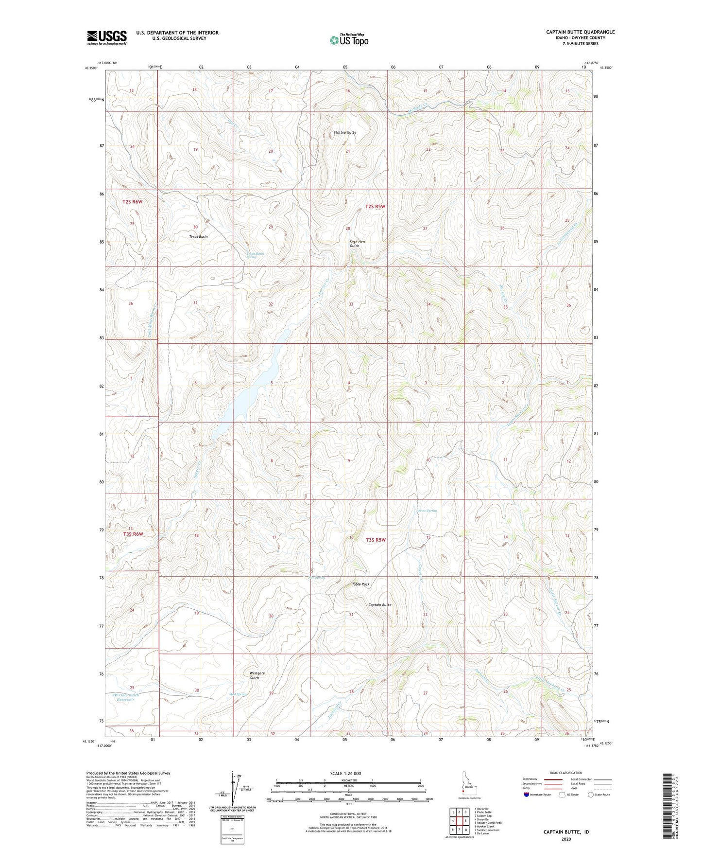 Captain Butte Idaho US Topo Map Image