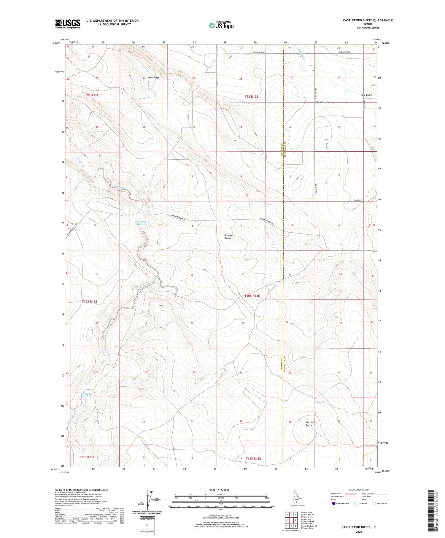 Castleford Butte Idaho US Topo Map Image