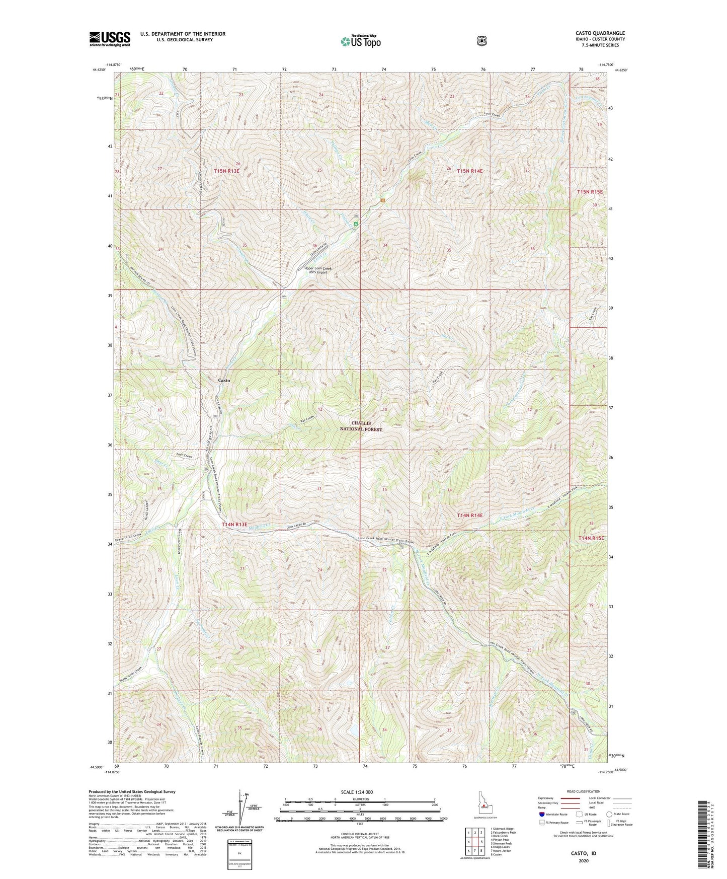 Casto Idaho US Topo Map Image