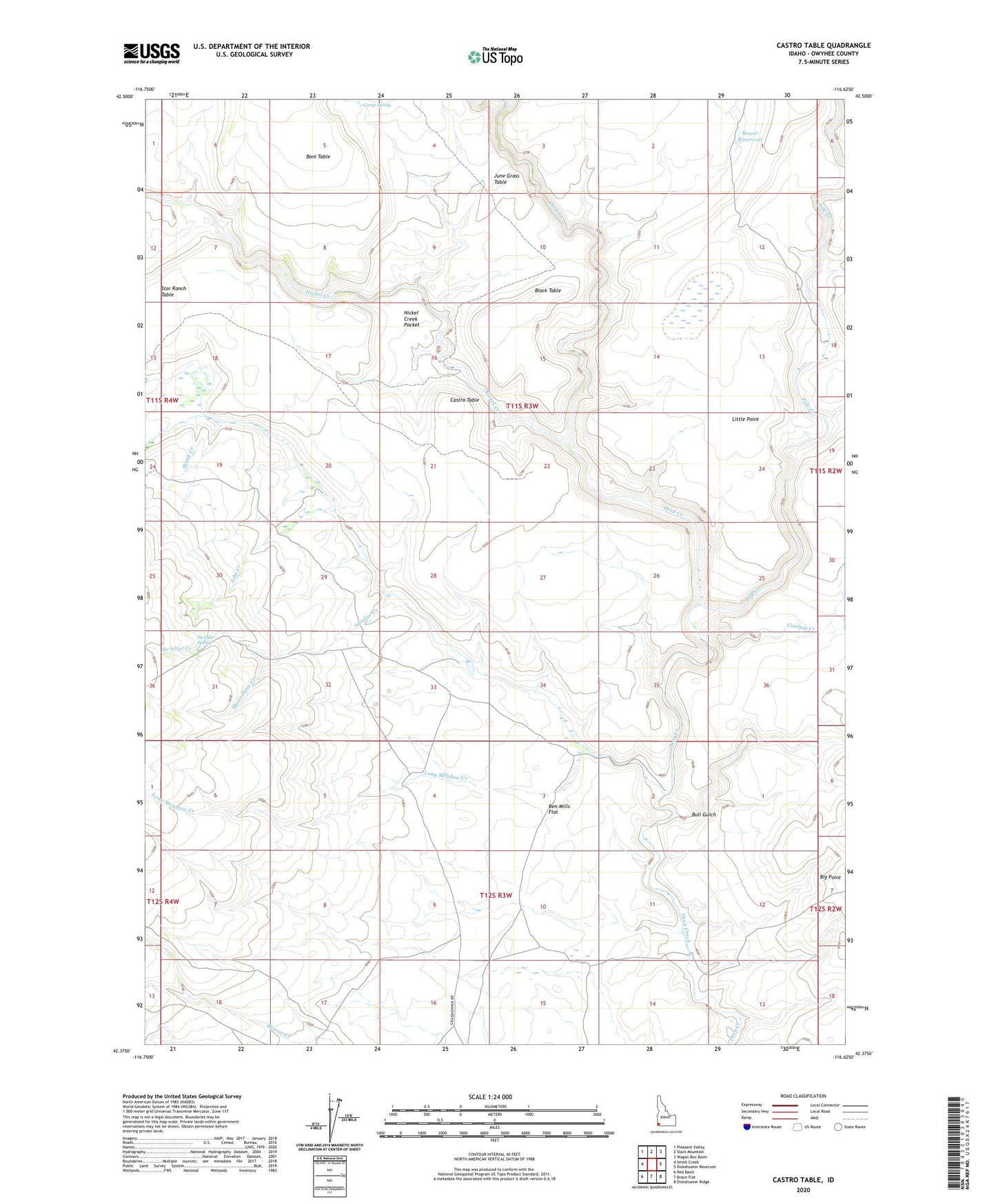 Castro Table Idaho US Topo Map Image