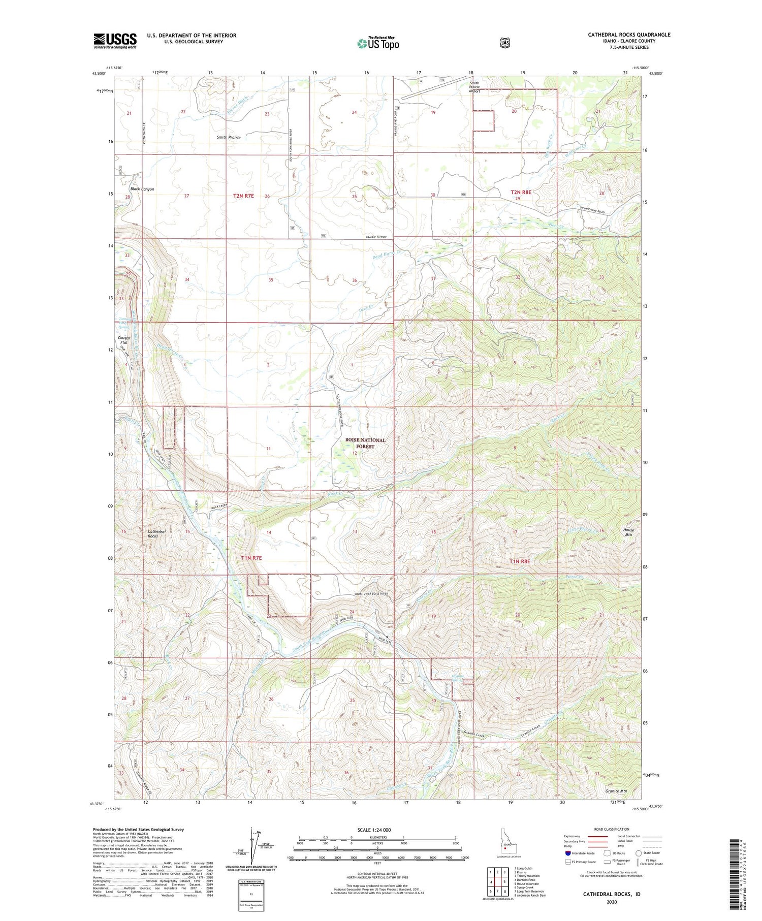 Cathedral Rocks Idaho US Topo Map Image