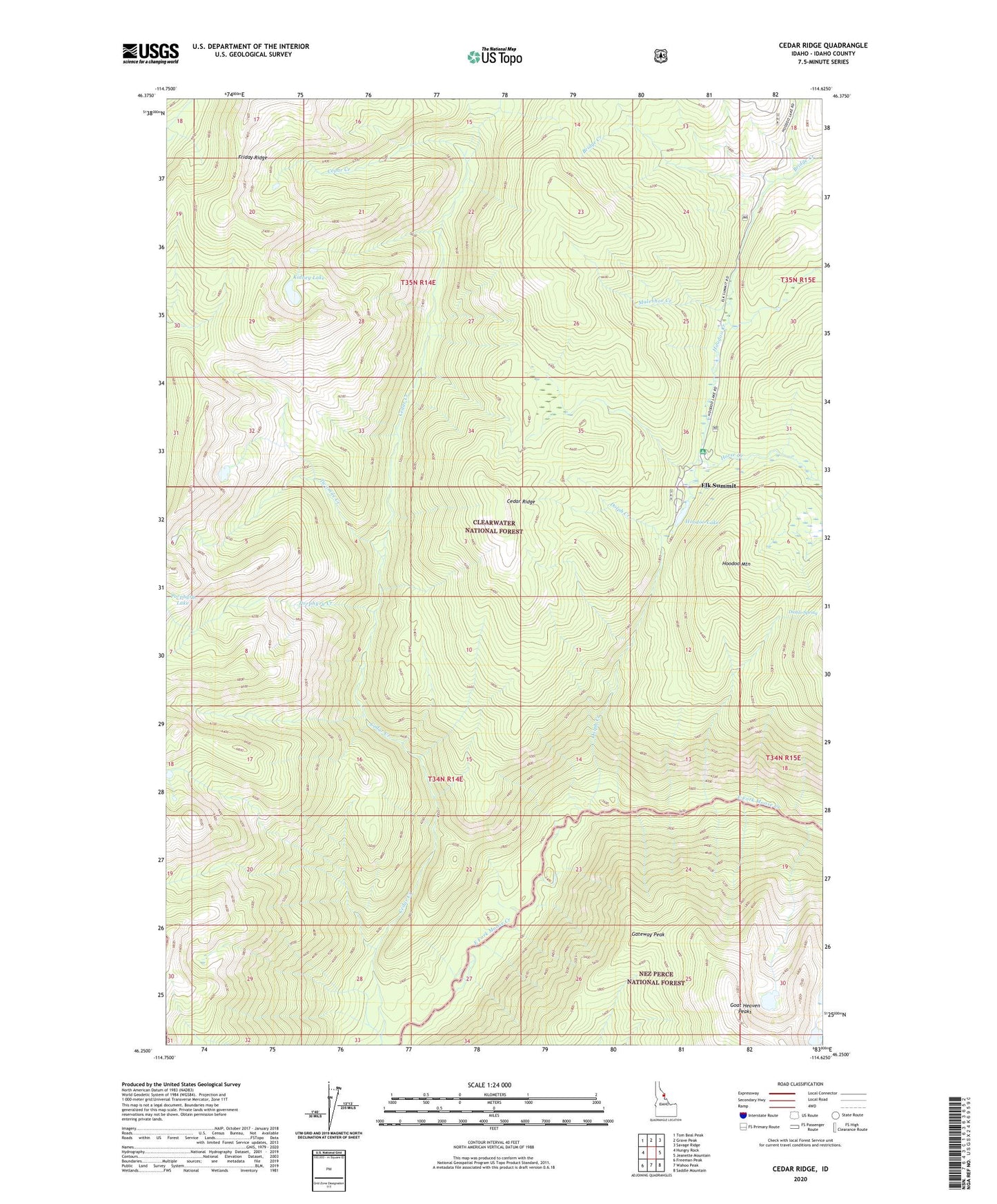 Cedar Ridge Idaho US Topo Map Image