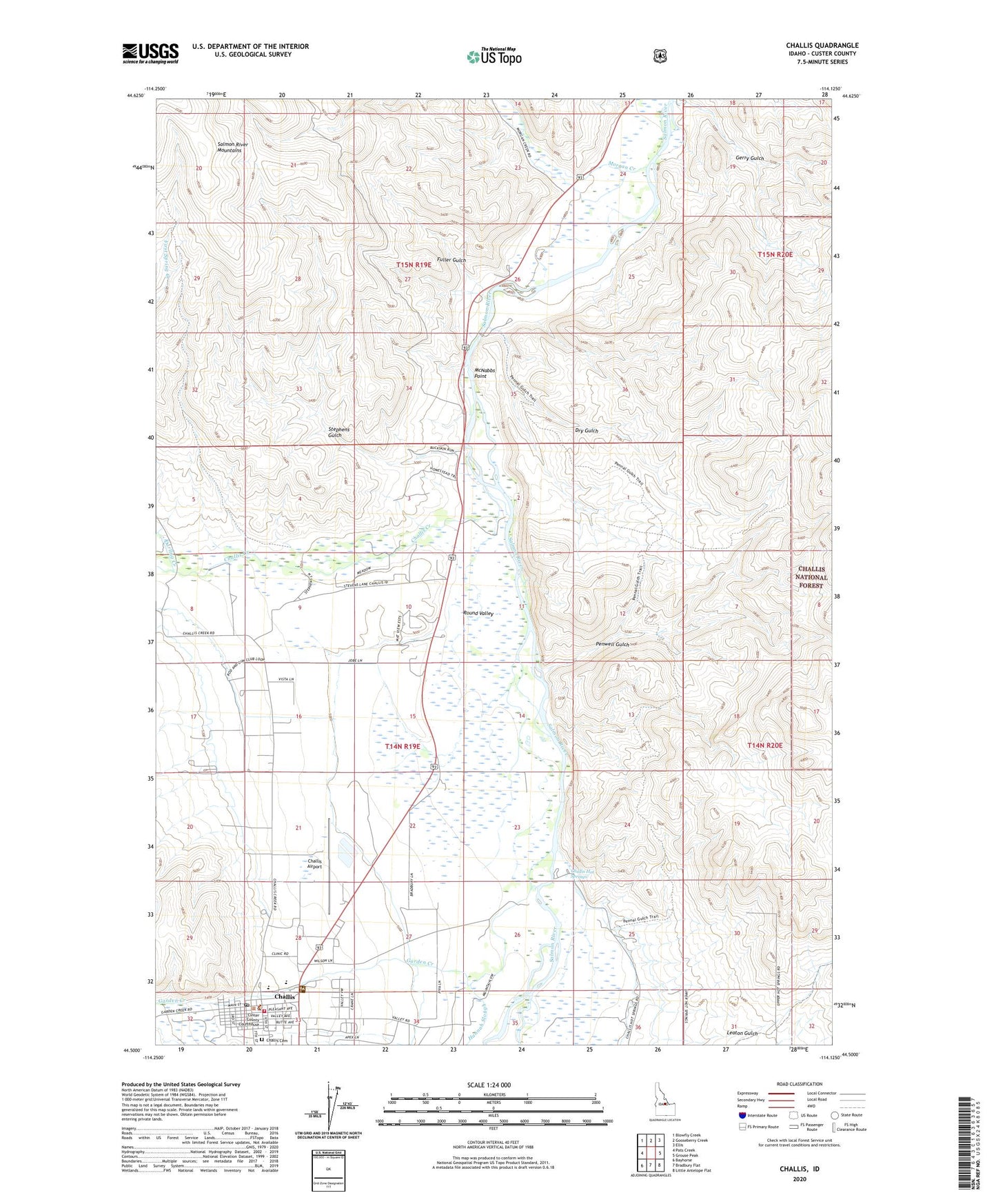 Challis Idaho US Topo Map Image