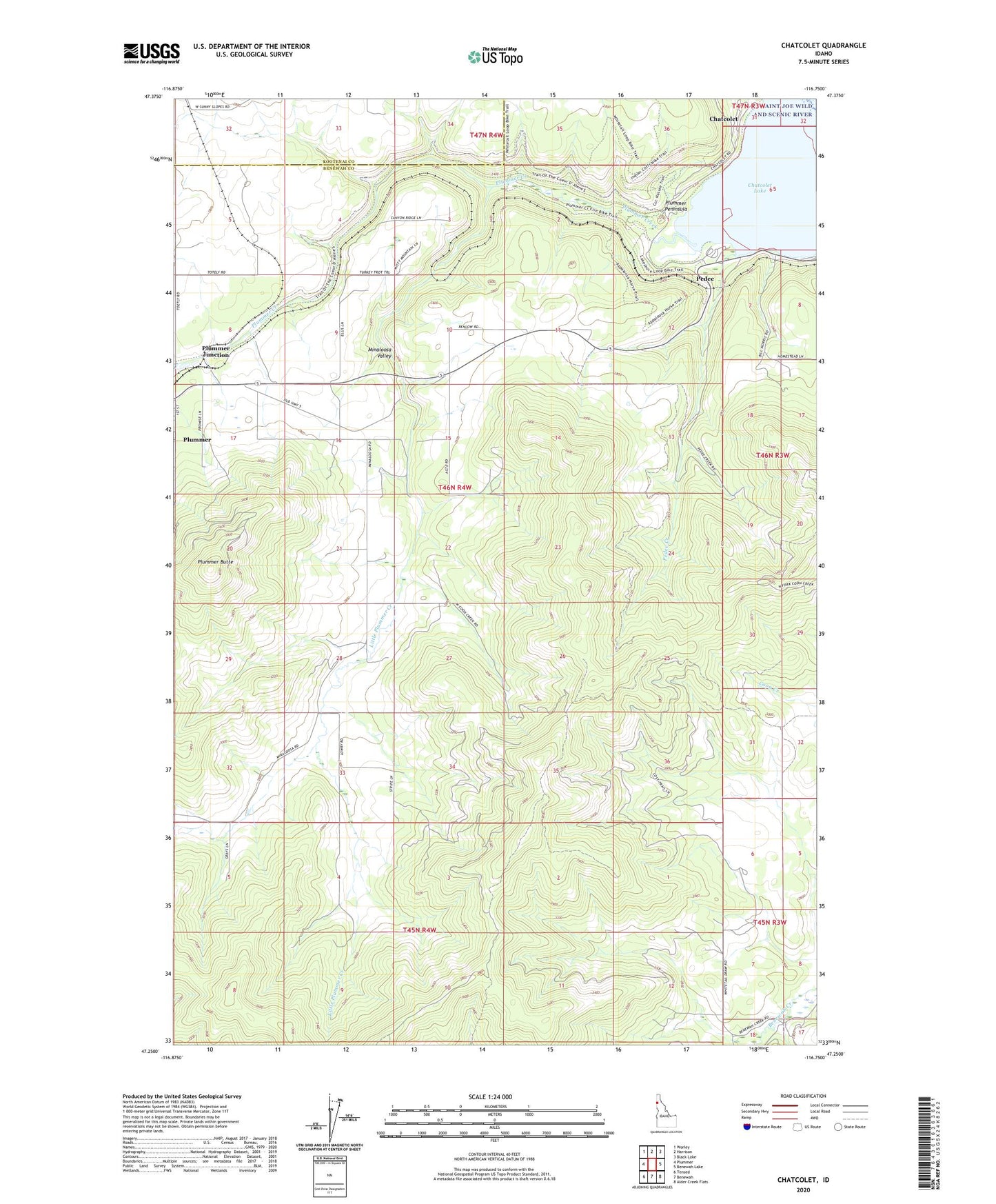 Chatcolet Idaho US Topo Map Image
