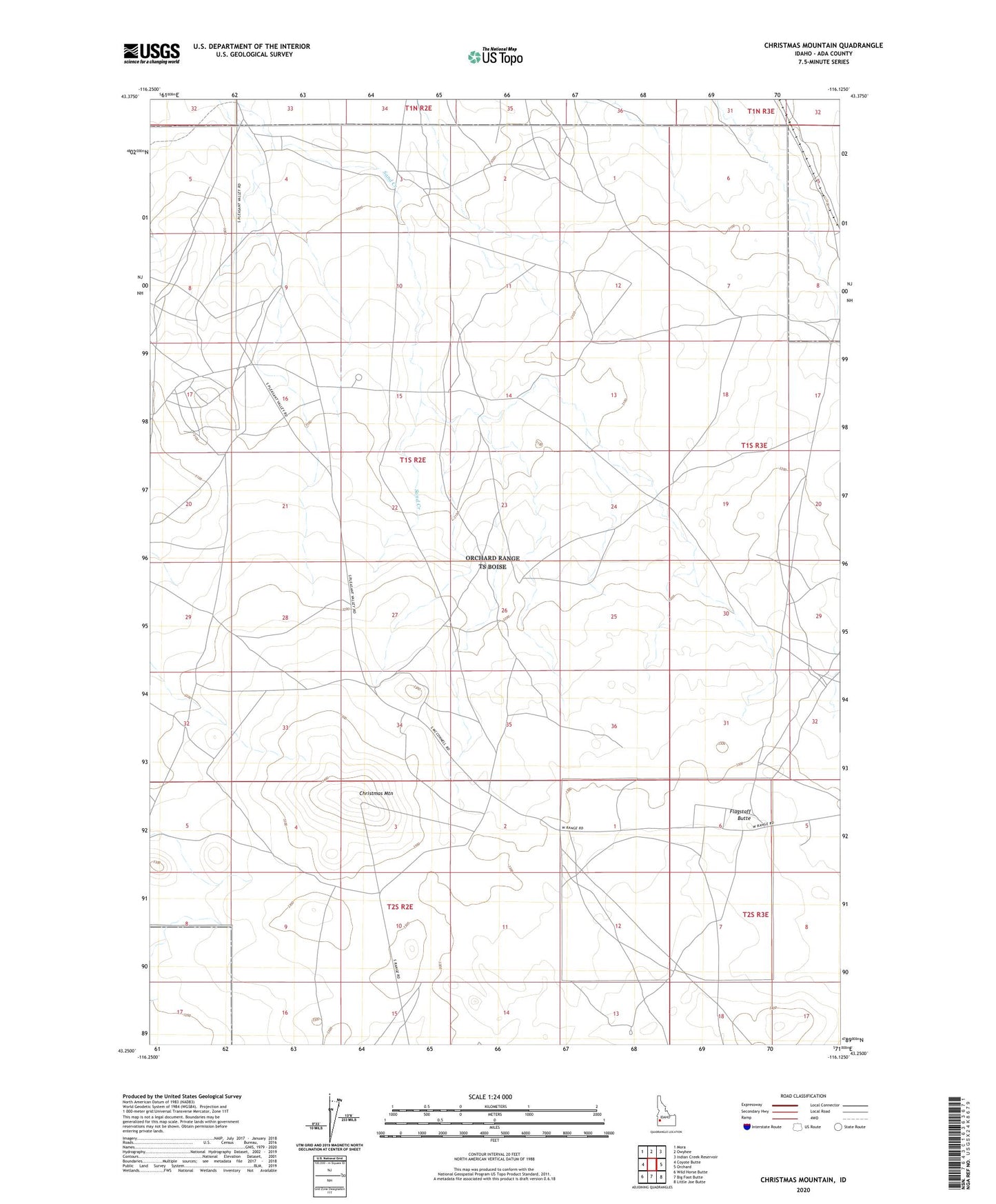 Christmas Mountain Idaho US Topo Map Image