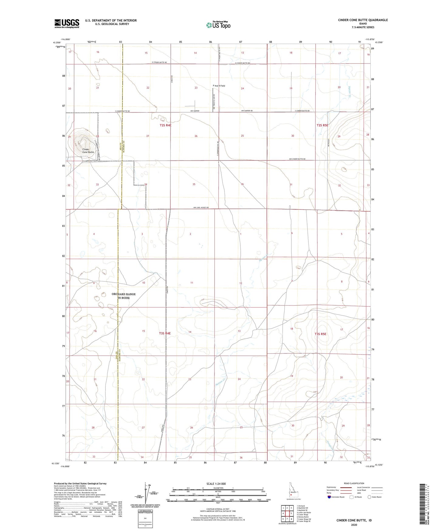 Cinder Cone Butte Idaho US Topo Map Image