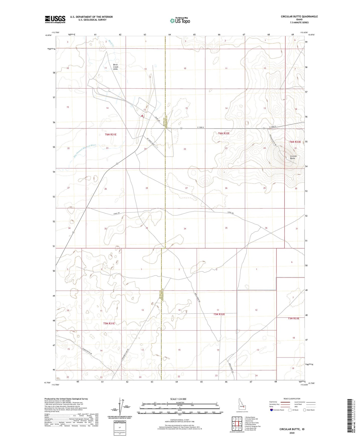 Circular Butte Idaho US Topo Map Image