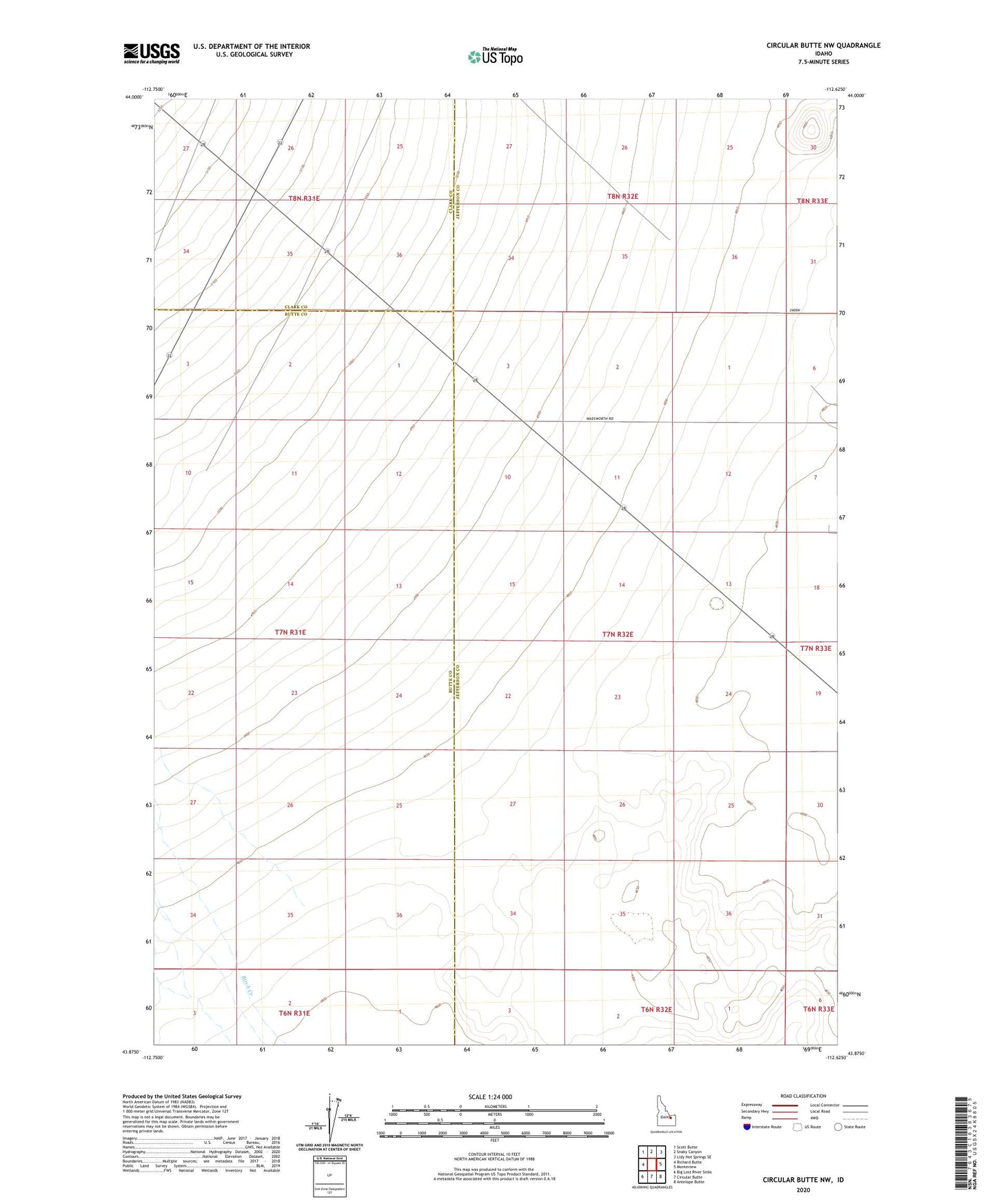 Circular Butte NW Idaho US Topo Map Image
