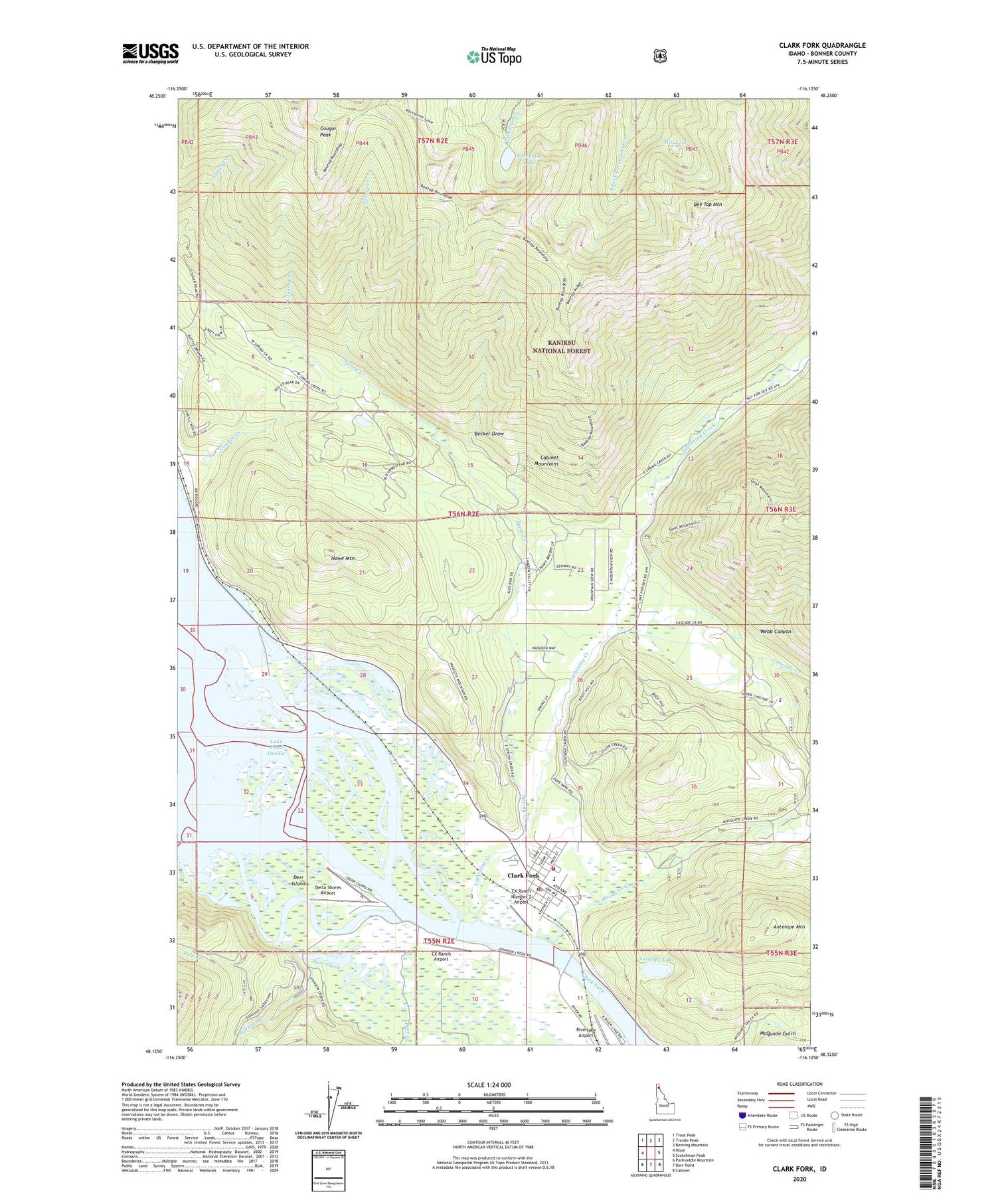 Clark Fork Idaho US Topo Map Image