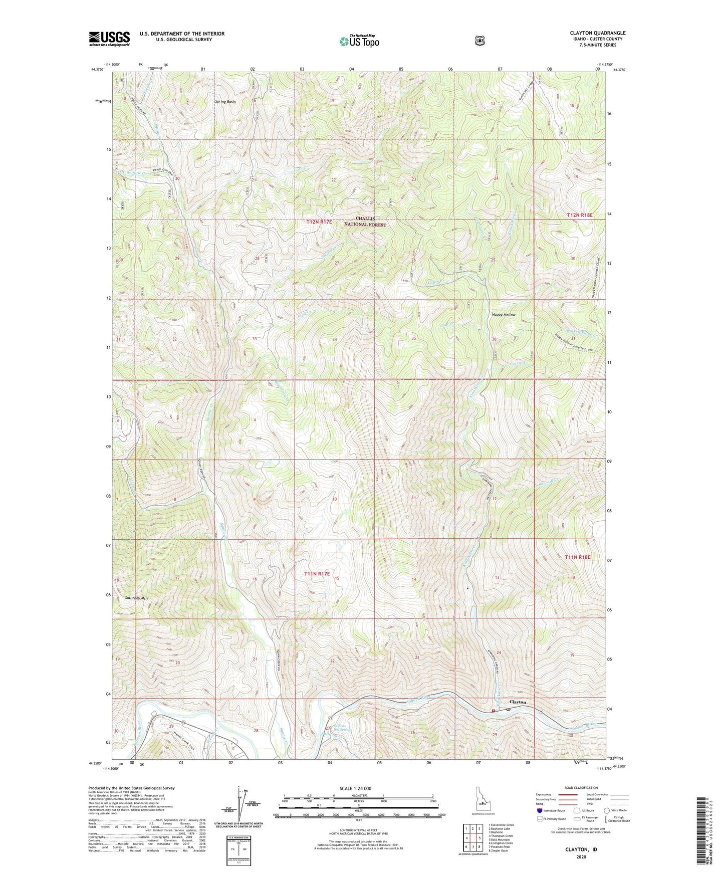 Clayton Idaho US Topo Map Image