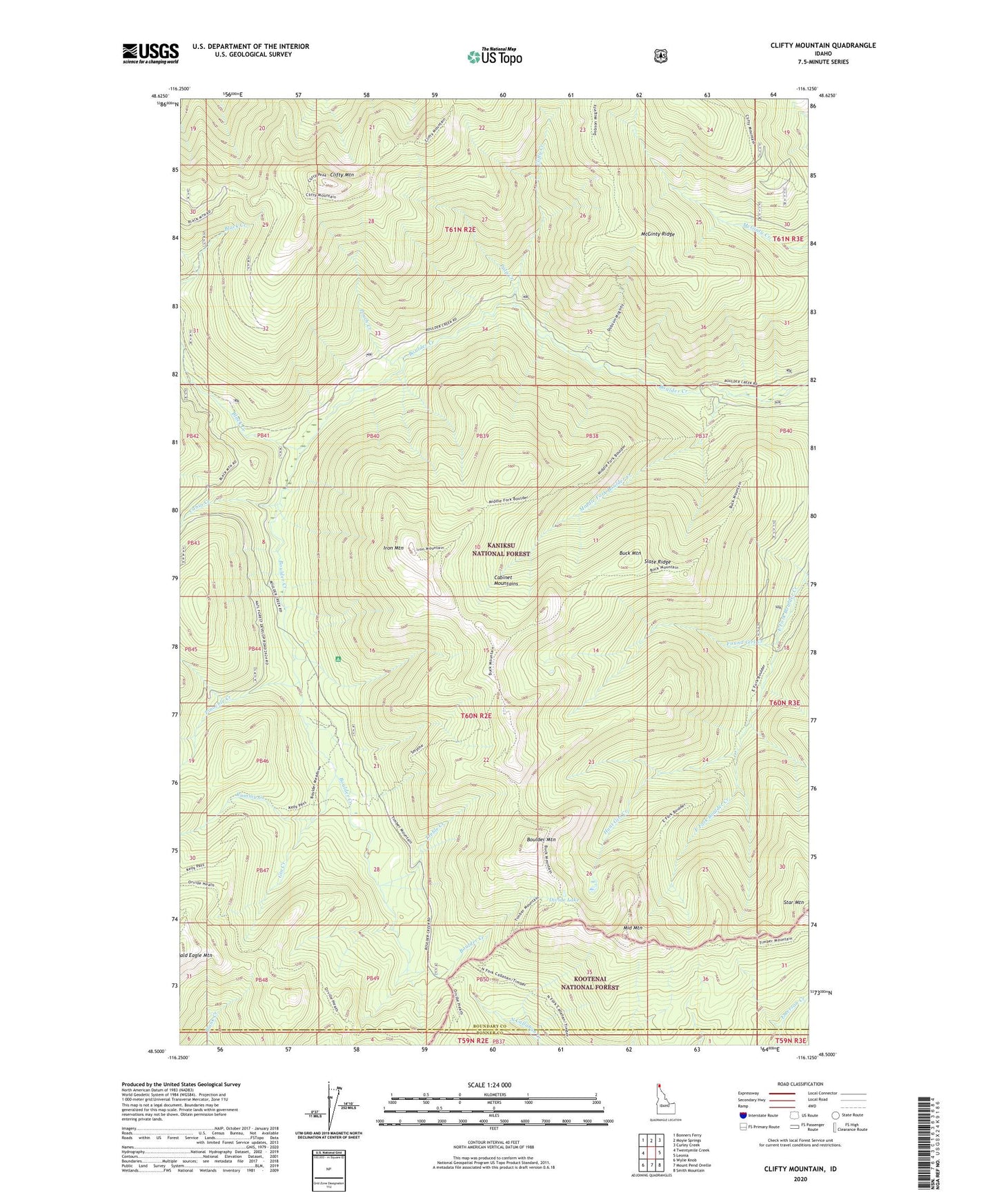 Clifty Mountain Idaho US Topo Map Image