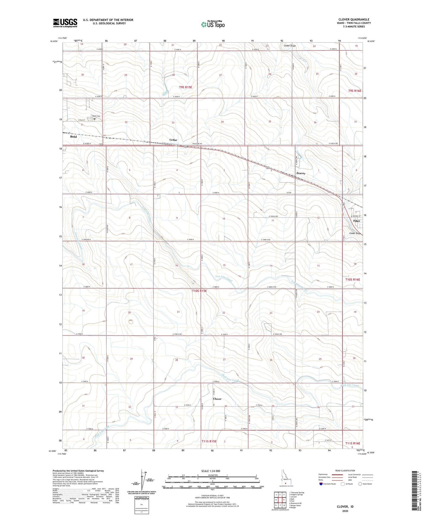 Clover Idaho US Topo Map Image