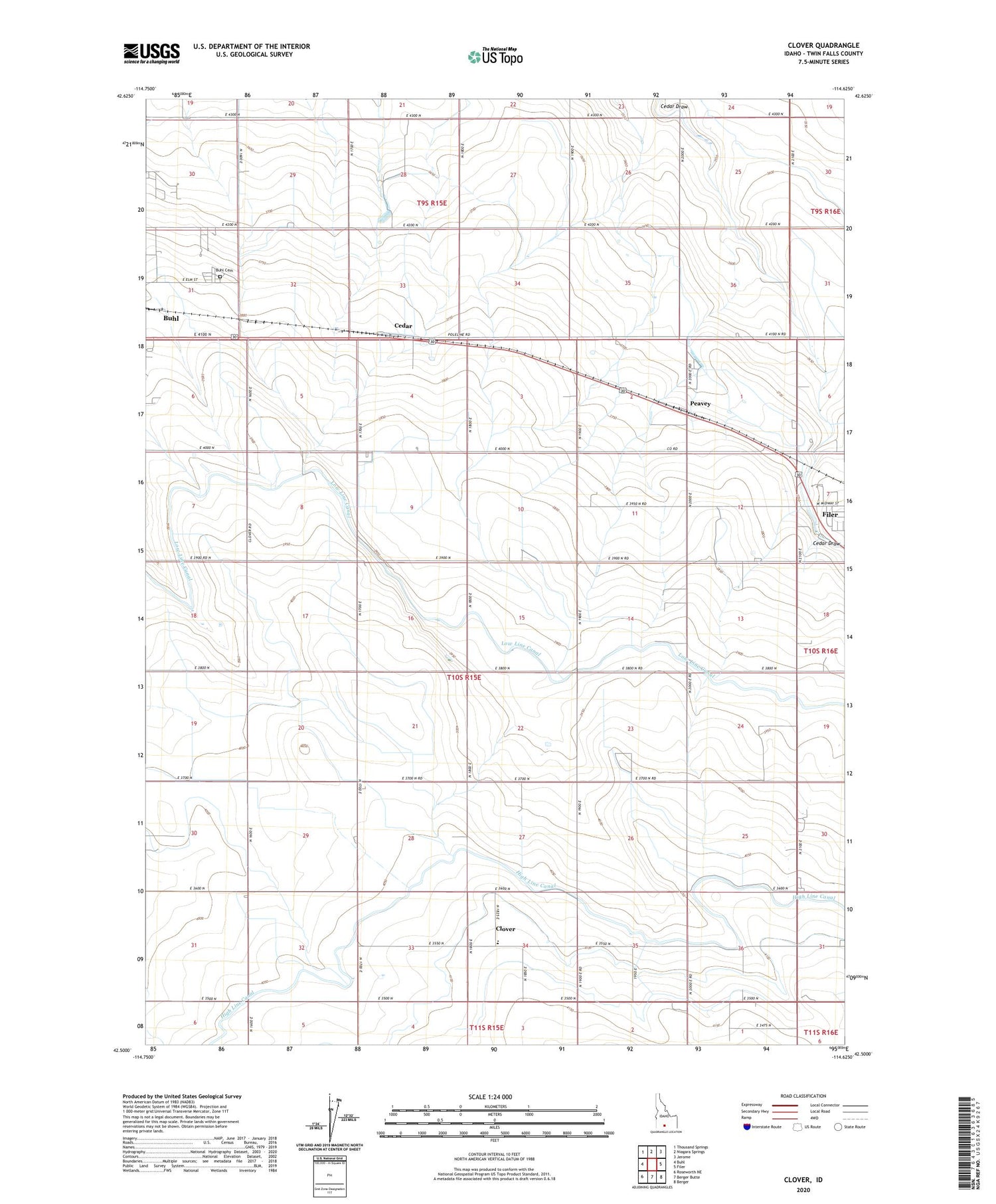 Clover Idaho US Topo Map Image