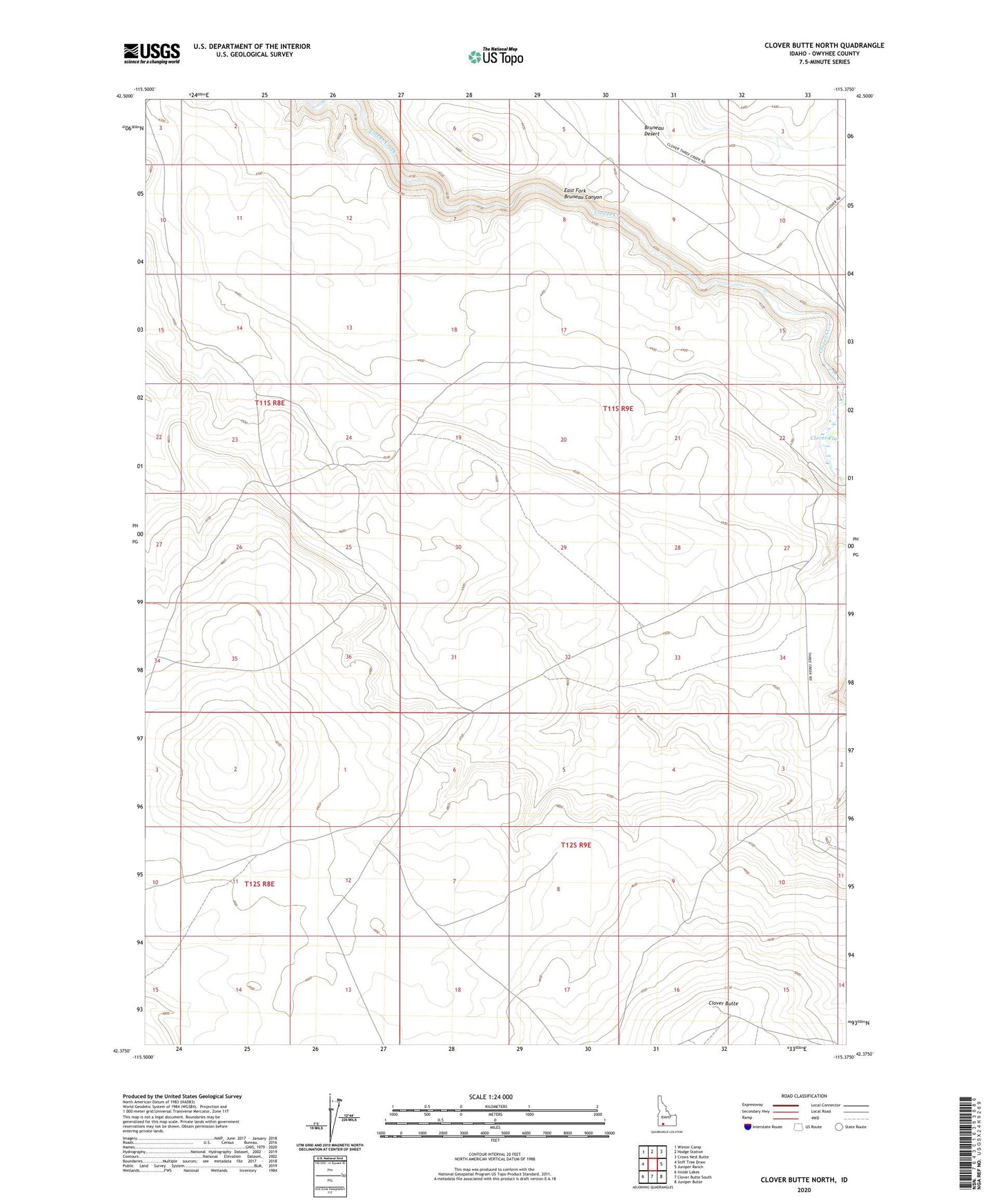Clover Butte North Idaho US Topo Map Image