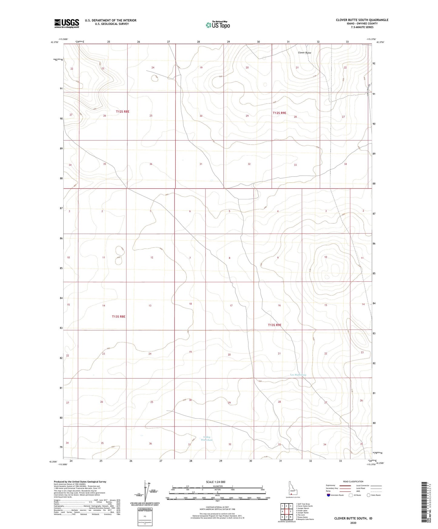 Clover Butte South Idaho US Topo Map Image