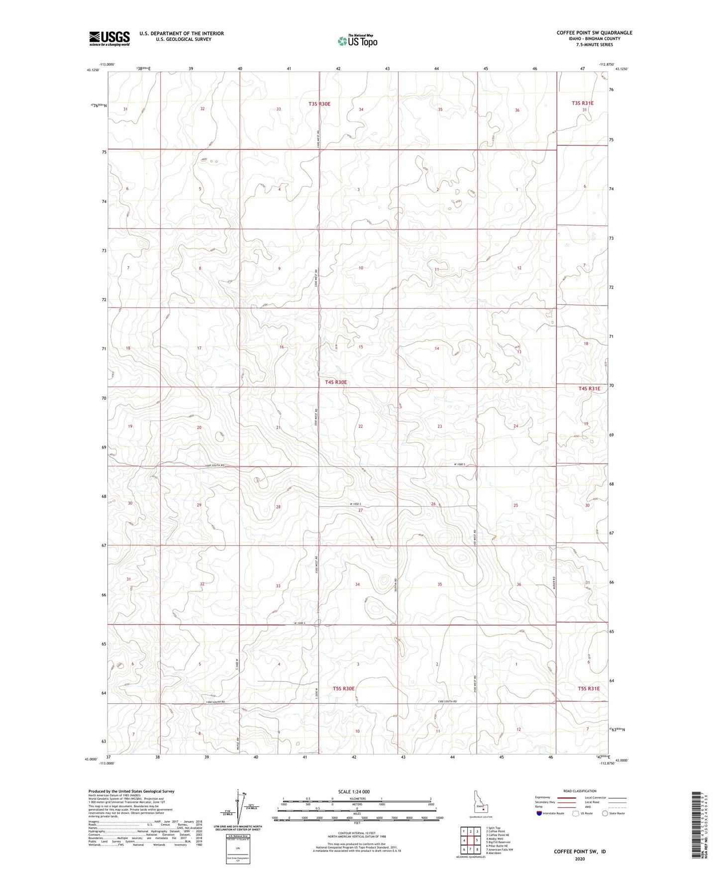 Coffee Point SW Idaho US Topo Map Image