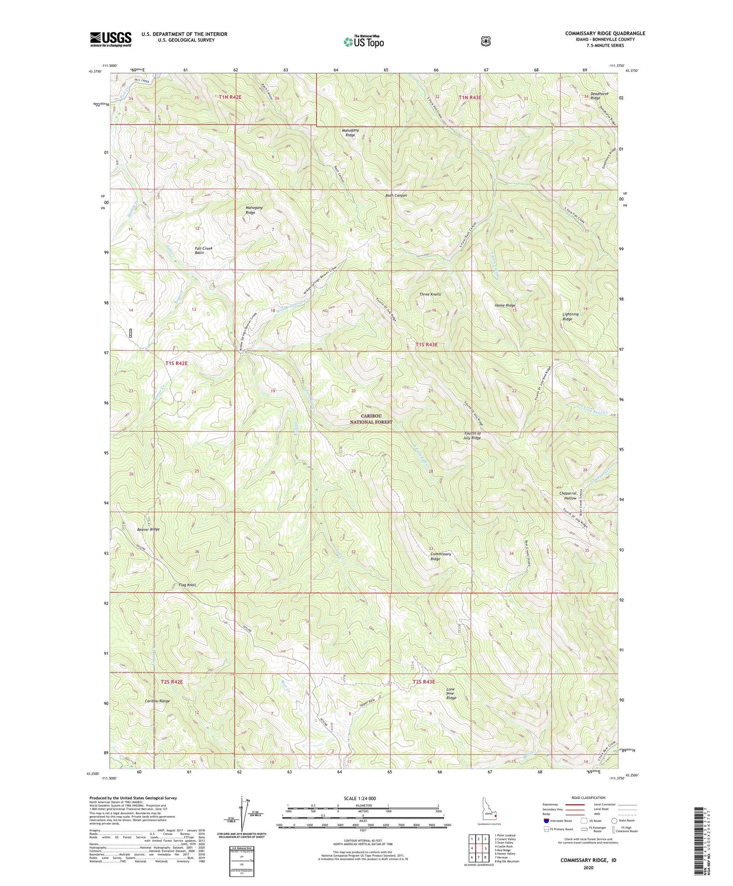 Commissary Ridge Idaho US Topo Map Image