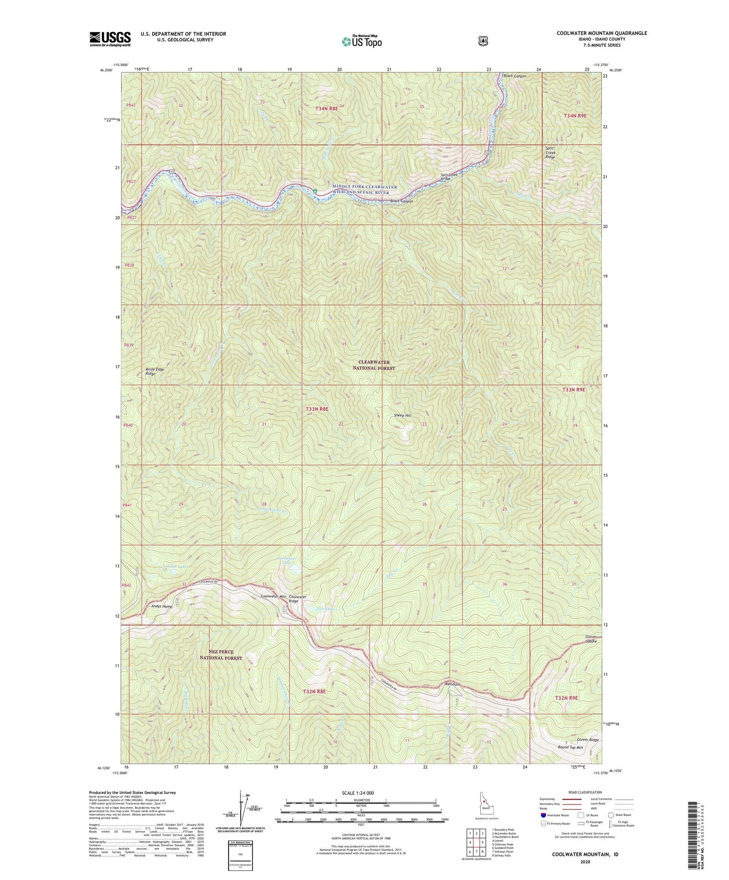 Coolwater Mountain Idaho US Topo Map Image