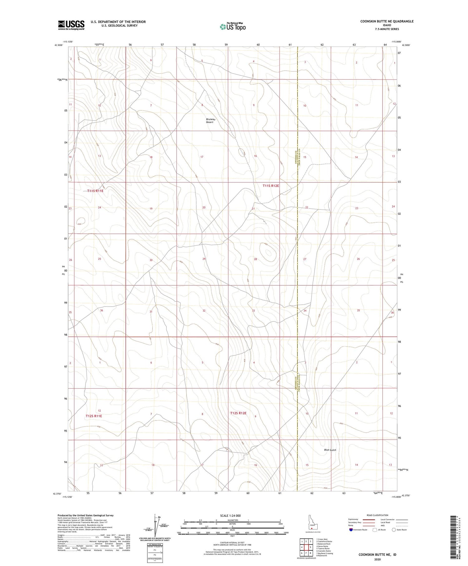 Coonskin Butte NE Idaho US Topo Map Image