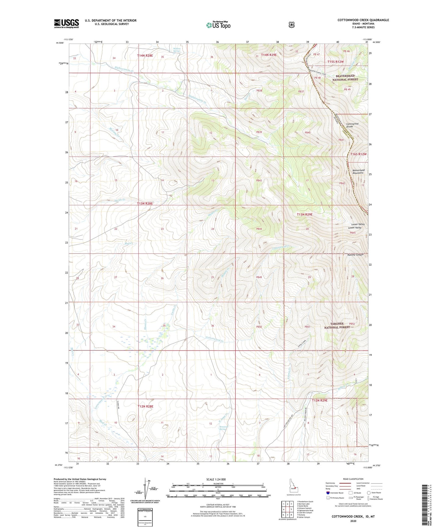 Cottonwood Creek Idaho US Topo Map Image